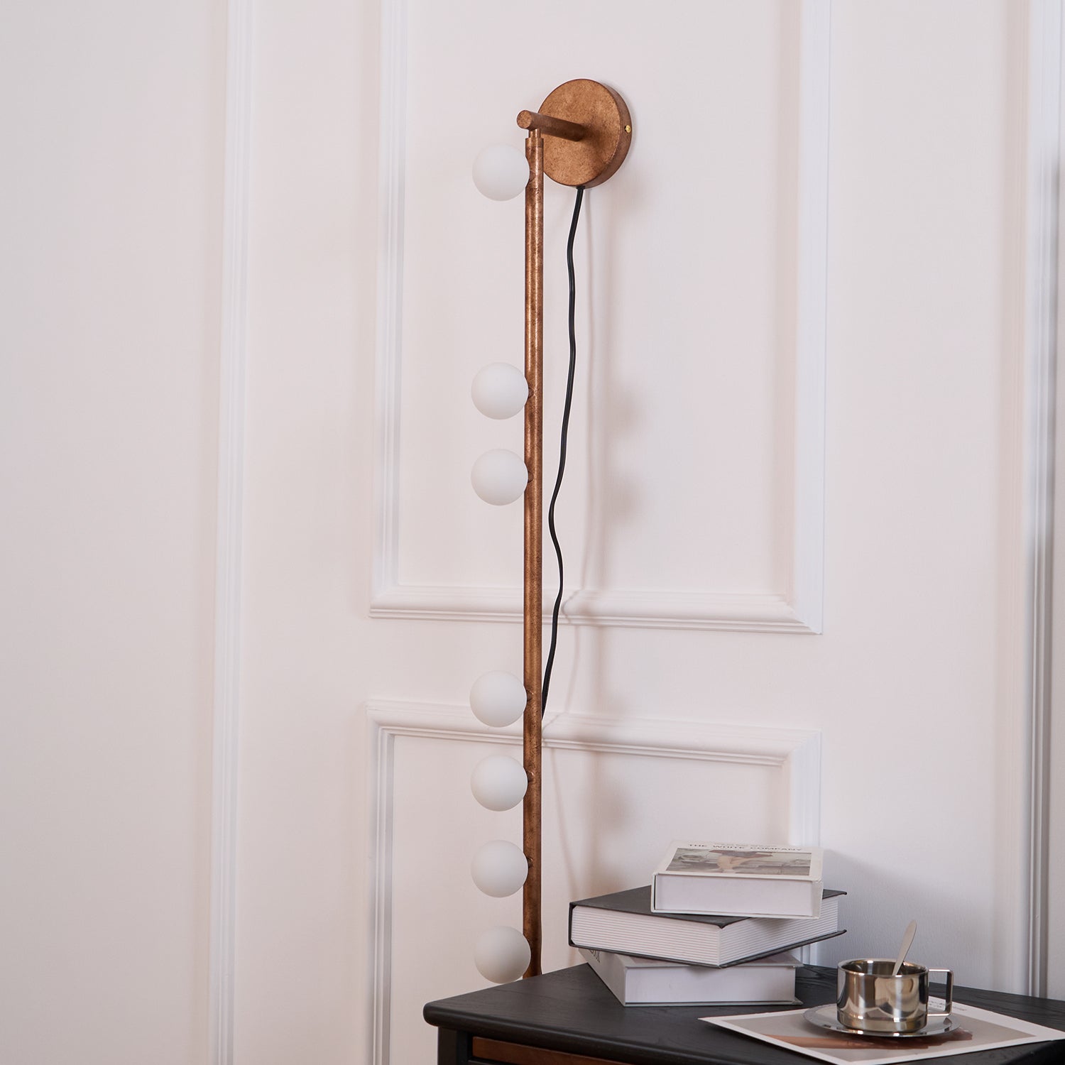 Brass Glass Tube Plug-in Wall Lamp | Brass & Glass | White