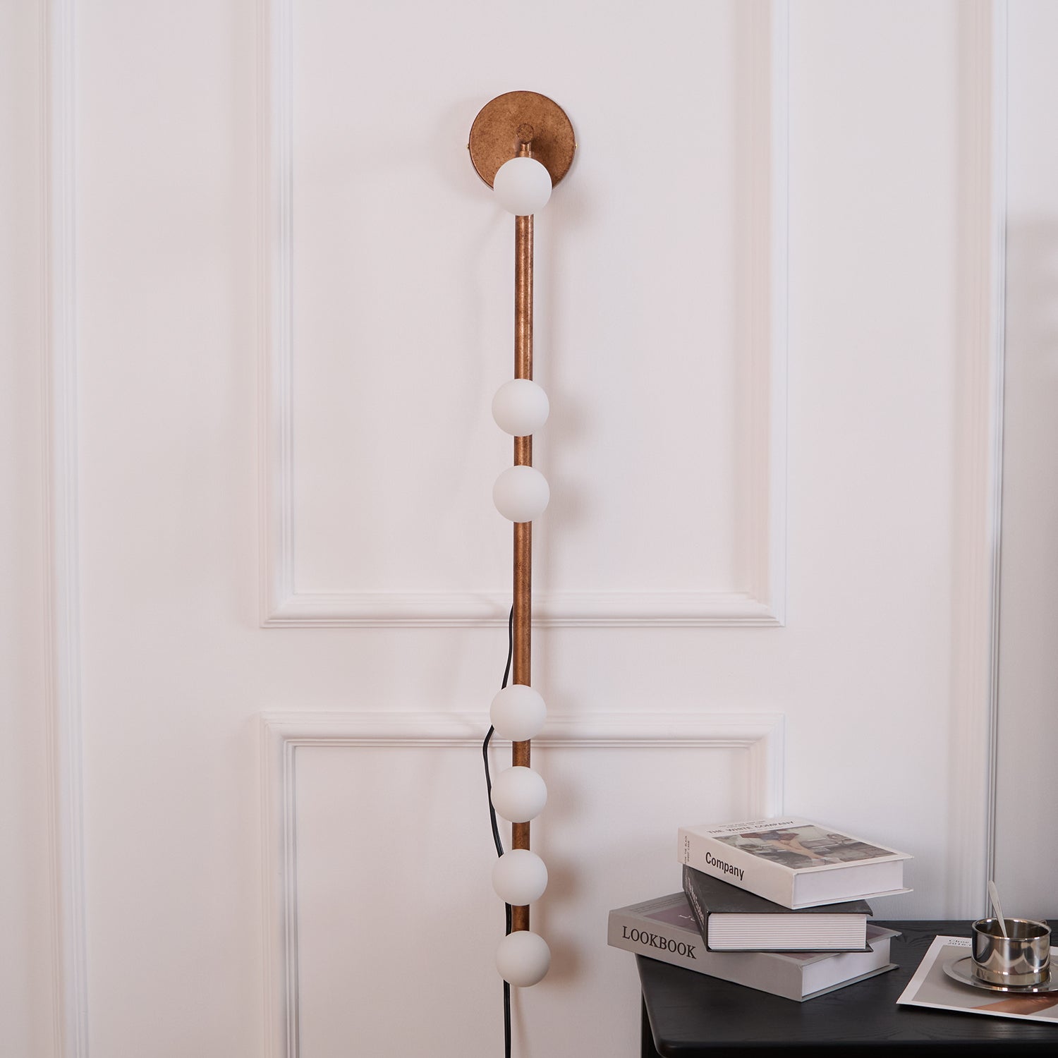 Brass Glass Tube Plug-in Wall Lamp | Brass & Glass | White