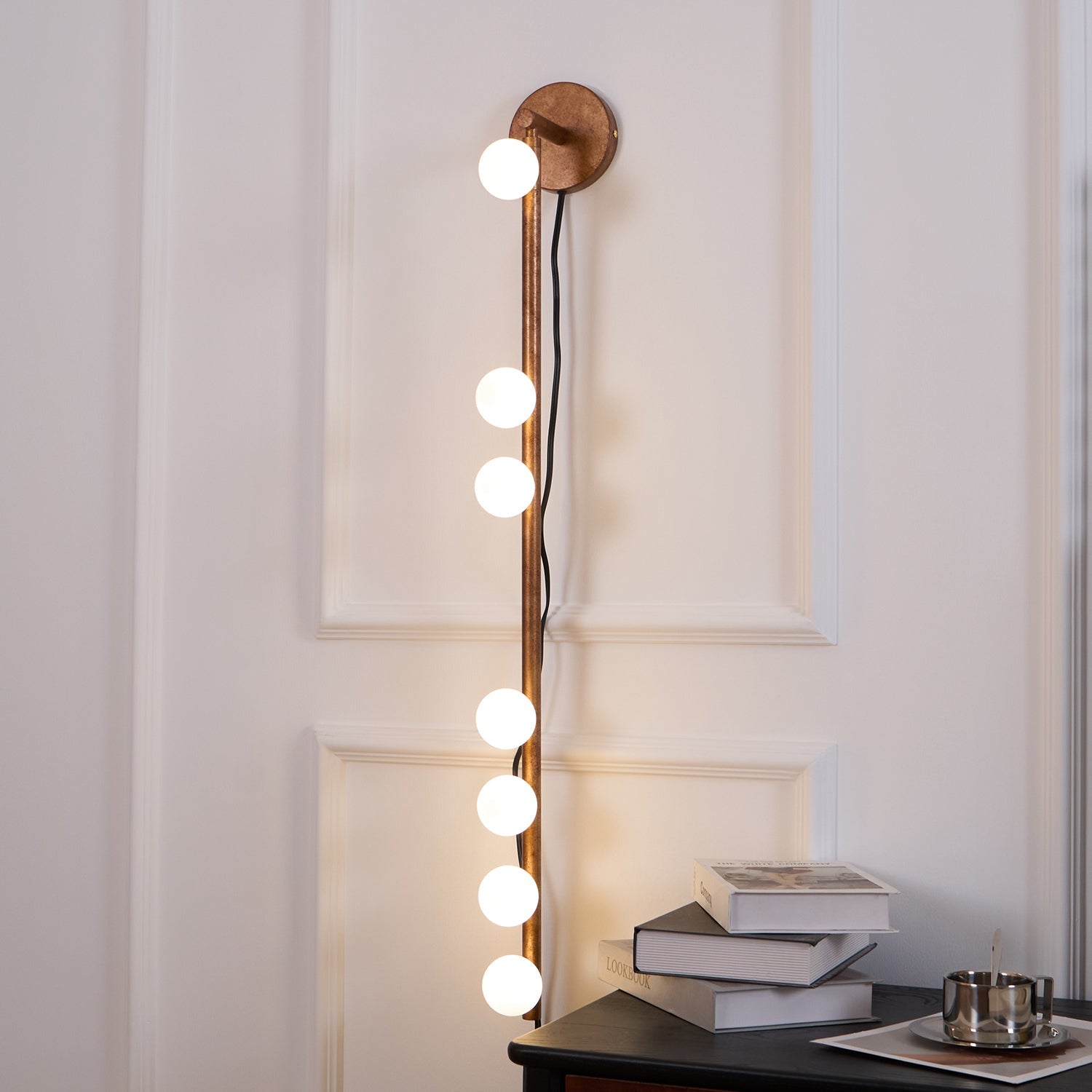 Brass Glass Tube Plug-in Wall Lamp | Brass & Glass | White