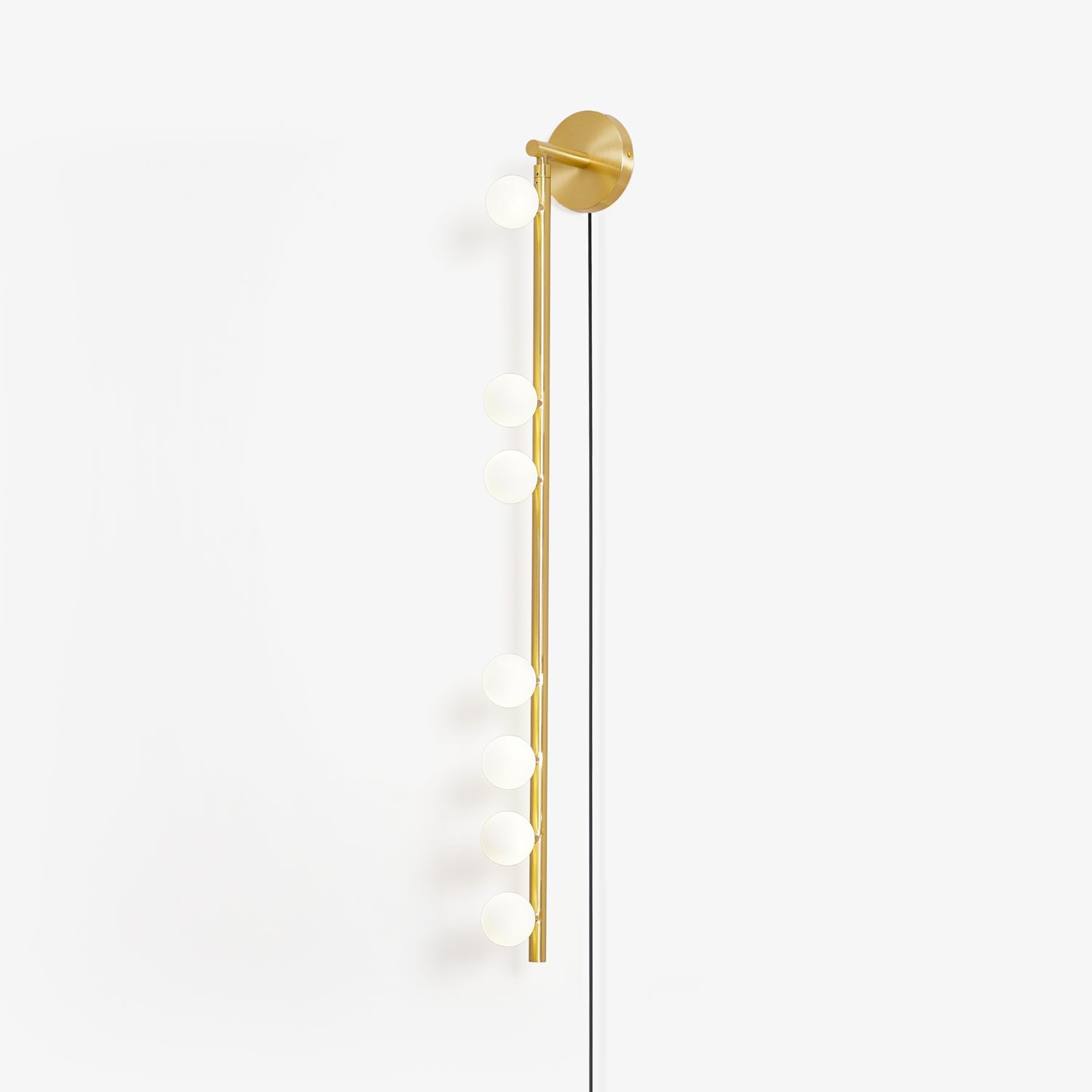 Brass Glass Tube Plug-in Wall Lamp | Brass & Glass | White