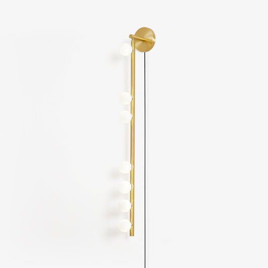 Brass Glass Tube Plug-in Wall Lamp | Brass & Glass | White