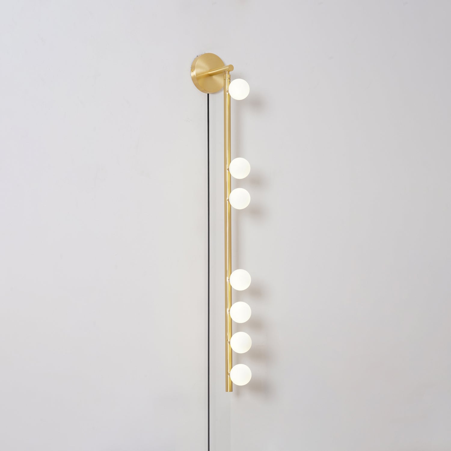 Brass Glass Tube Plug-in Wall Lamp | Brass & Glass | White