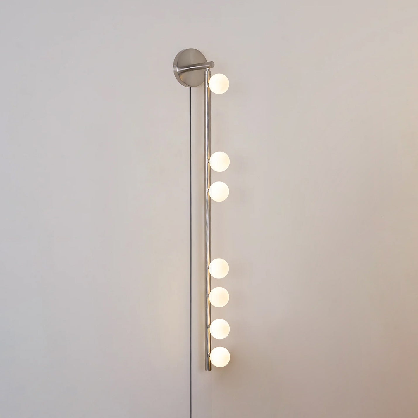 Brass Glass Tube Plug-in Wall Lamp | Brass & Glass | White