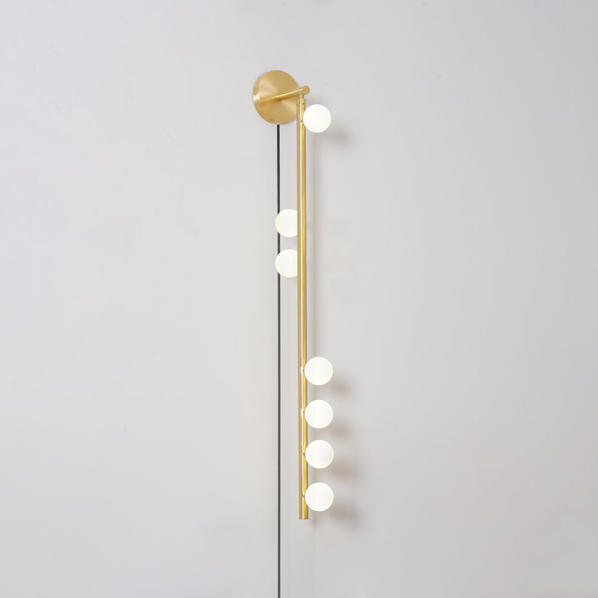 Brass Glass Tube Plug-in Wall Lamp | Brass & Glass | White