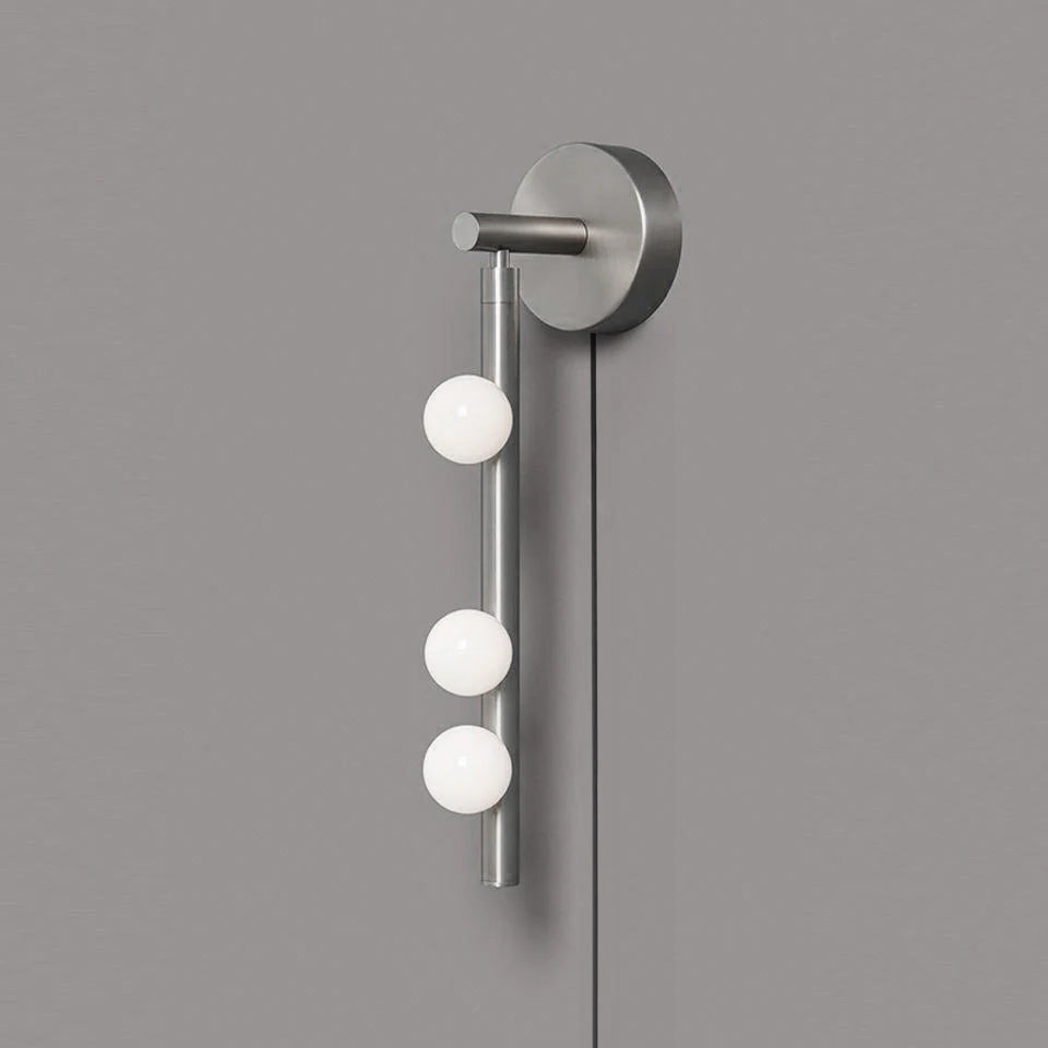 Brass Glass Tube Plug-in Wall Lamp | Brass & Glass | White