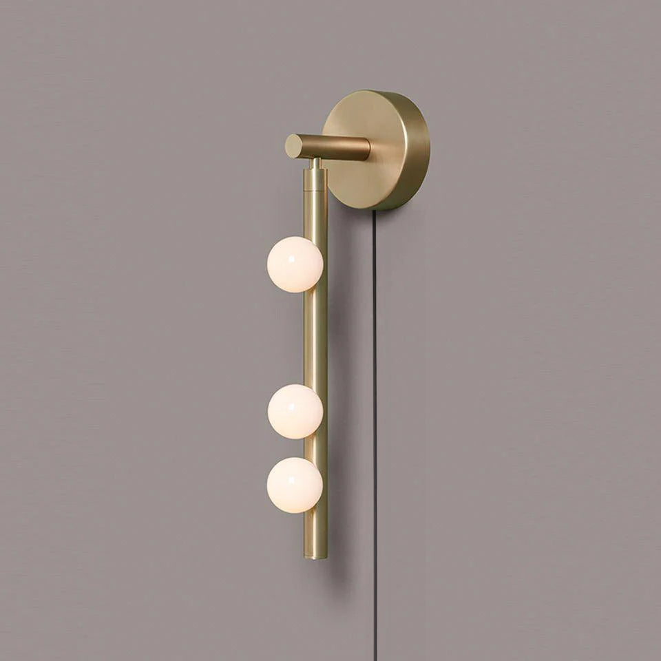 Brass Glass Tube Plug-in Wall Lamp | Brass & Glass | White