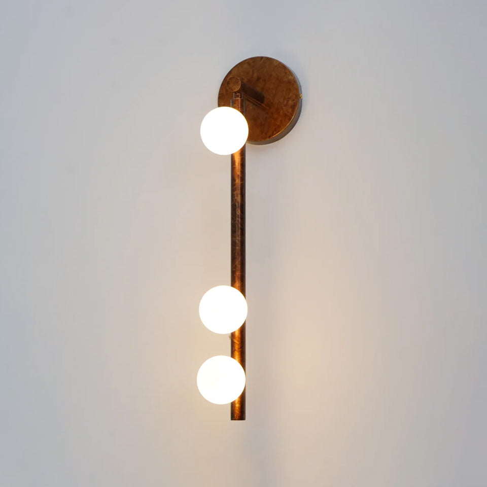 Brass Glass Tube Wall Lamp | Warm LED Illumination | Set of 2