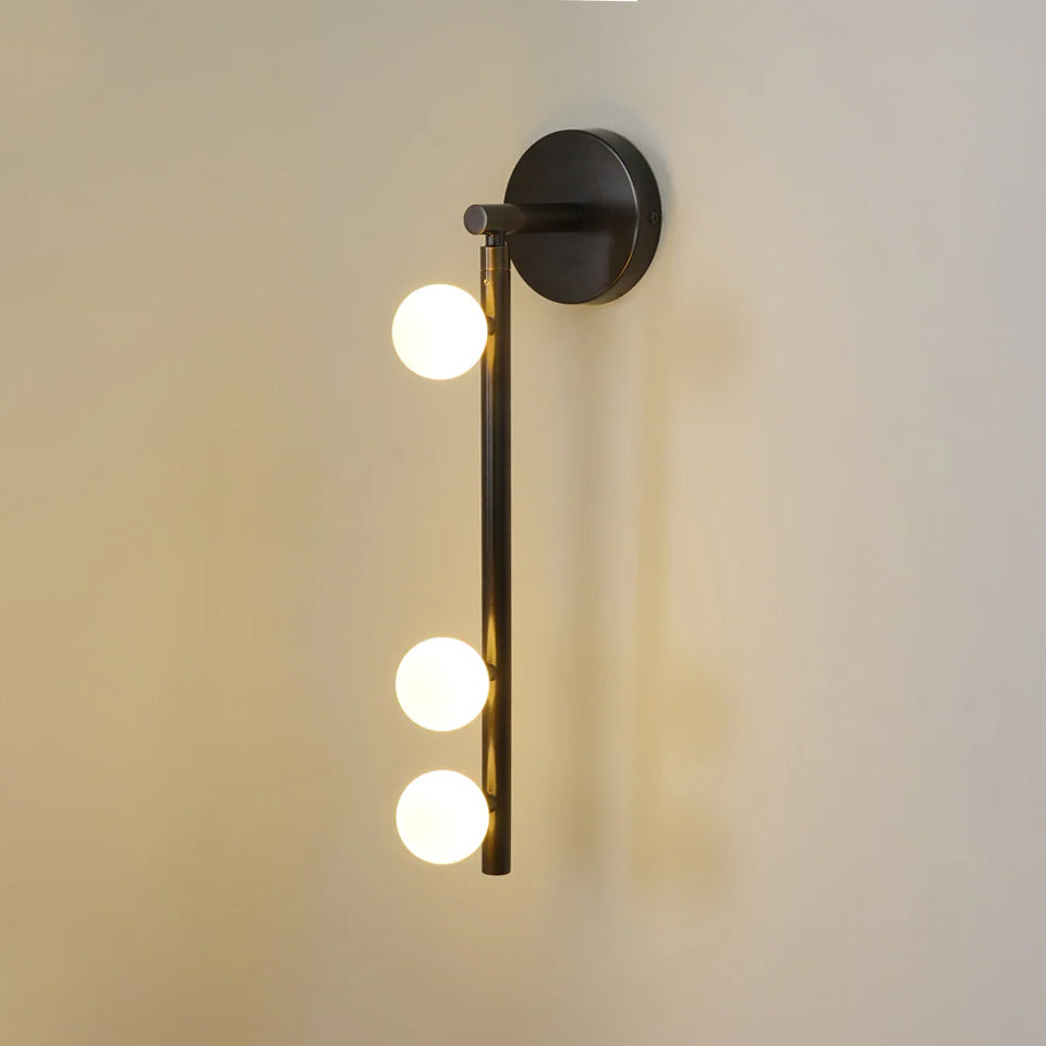 Brass Glass Tube Wall Lamp | Warm LED Illumination | Set of 2