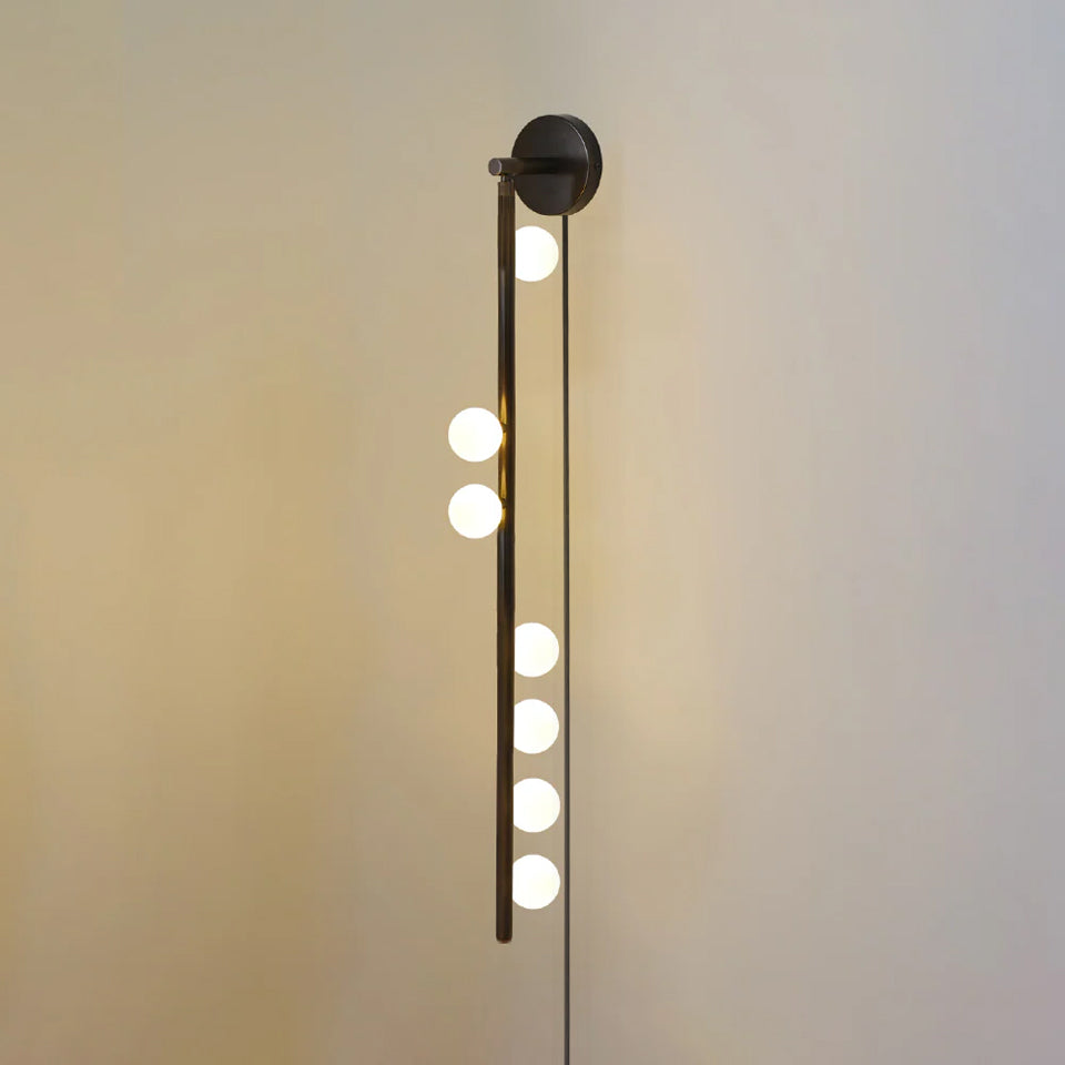 Brass Glass Tube Plug-in Wall Lamp | Brass & Glass | White