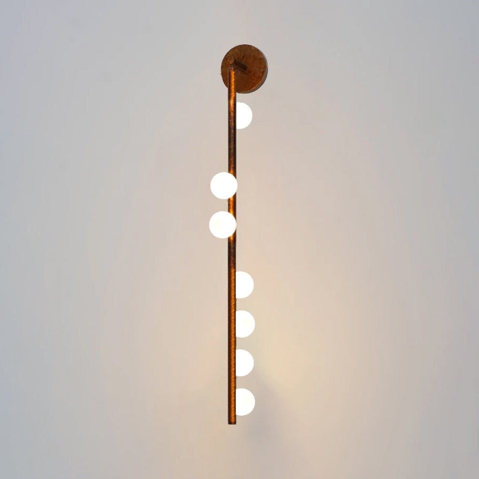 Brass Glass Tube Wall Lamp | Warm LED Illumination | Set of 2