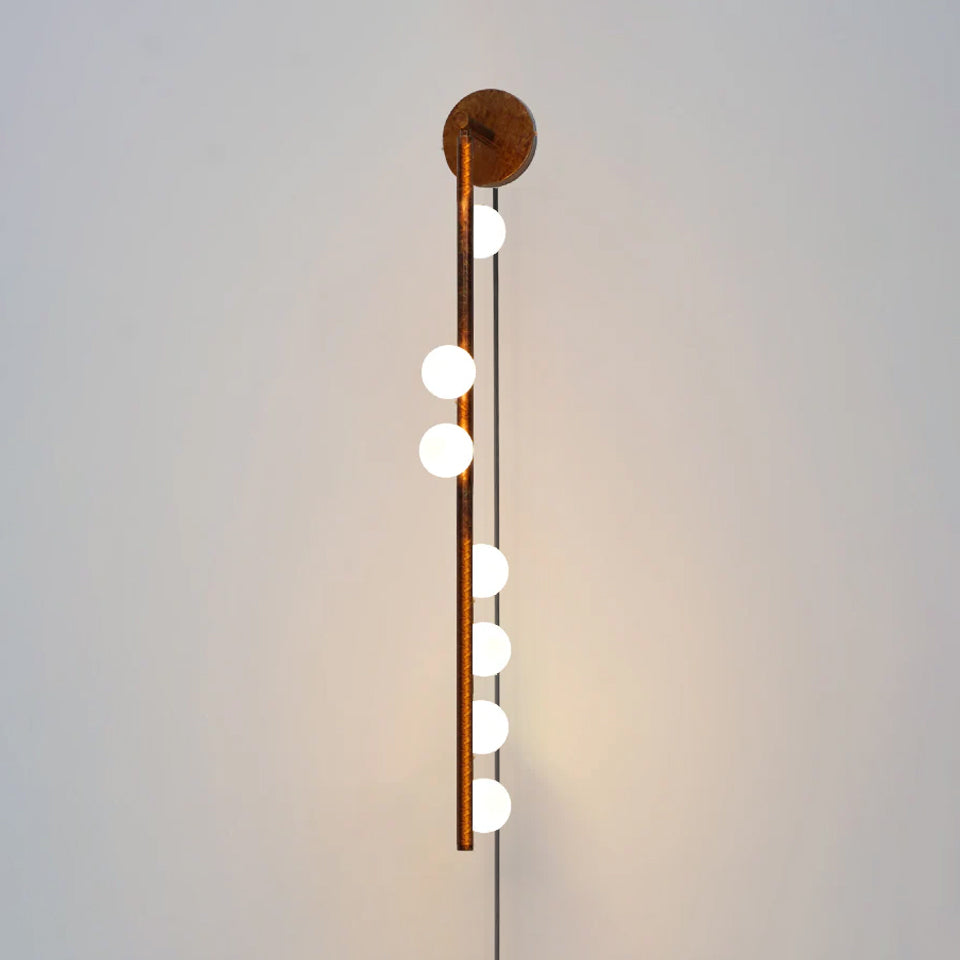 Brass Glass Tube Plug-in Wall Lamp | Brass & Glass | White