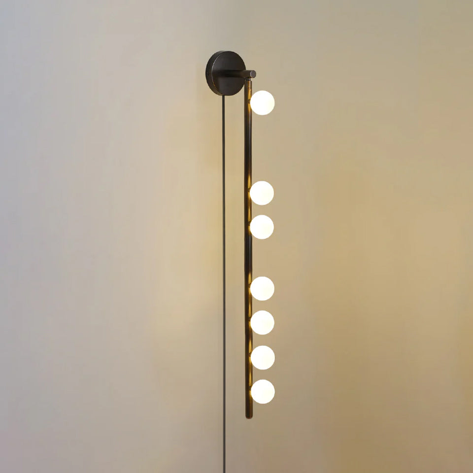 Brass Glass Tube Plug-in Wall Lamp | Brass & Glass | White