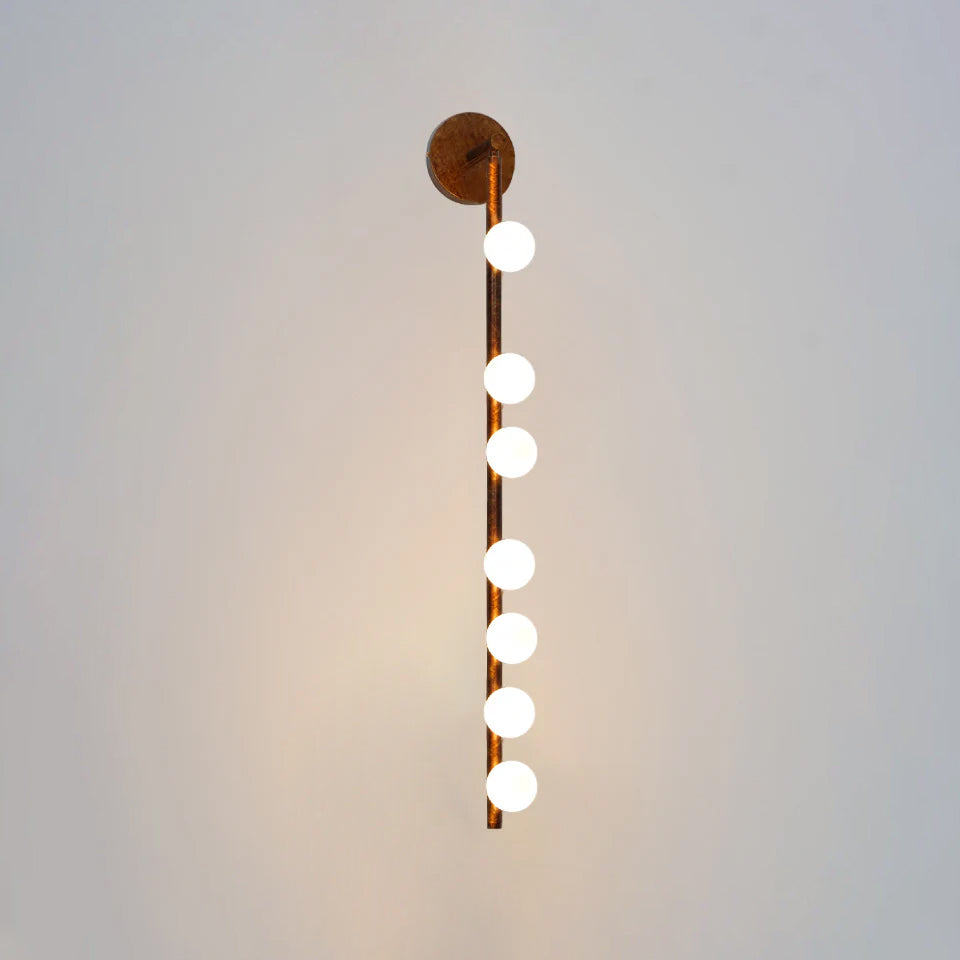 Brass Glass Tube Wall Lamp | Warm LED Illumination | Set of 2