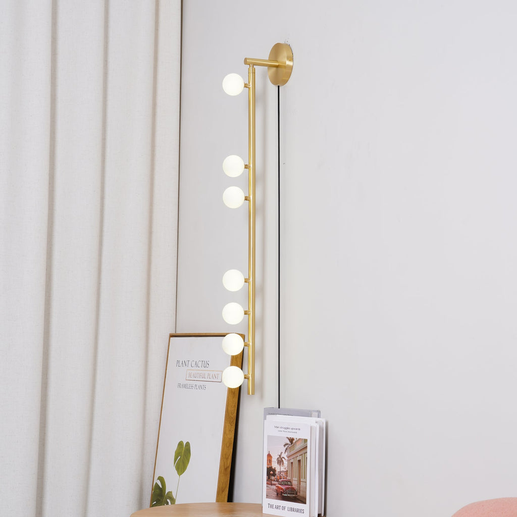 Brass Glass Tube Plug-in Wall Lamp | Brass & Glass | White