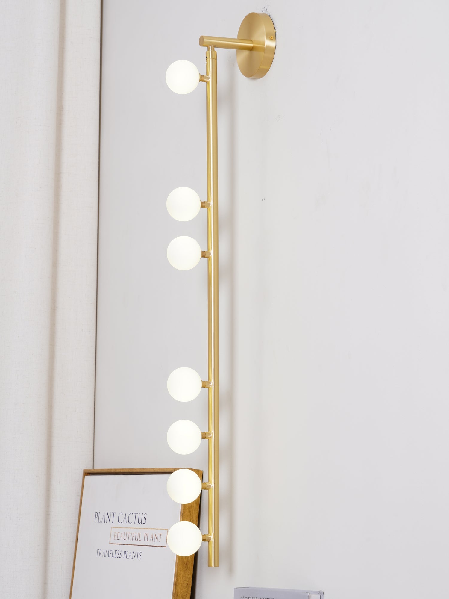 Brass Glass Tube Plug-in Wall Lamp | Brass & Glass | White