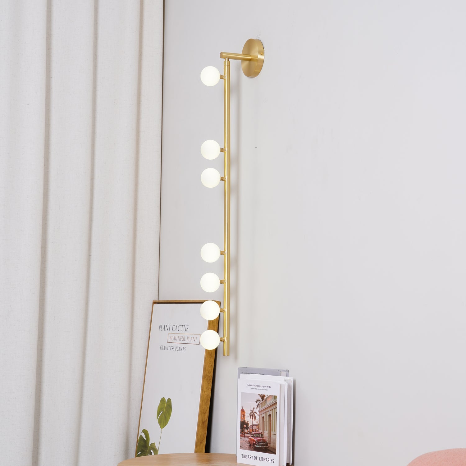 Brass Glass Tube Plug-in Wall Lamp | Brass & Glass | White
