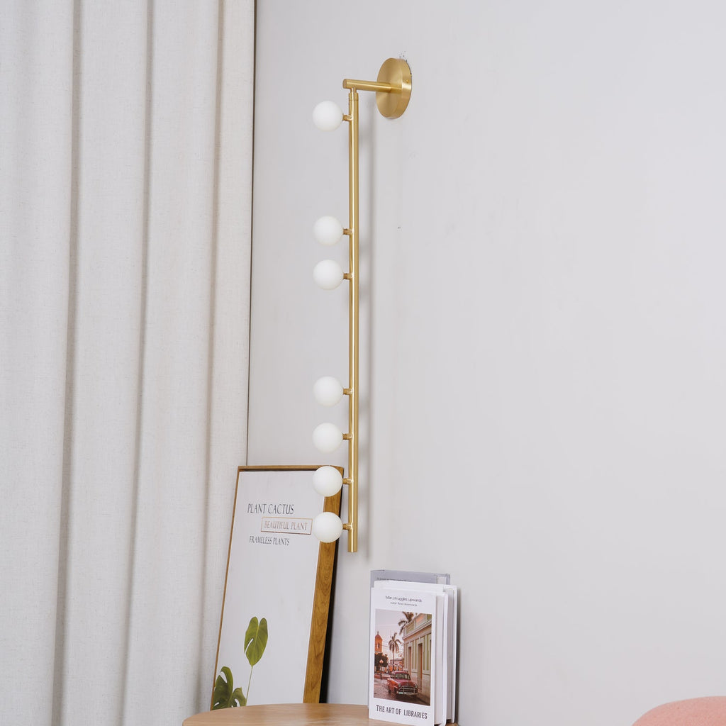 Brass Glass Tube Wall Lamp | Warm LED Illumination | Set of 2