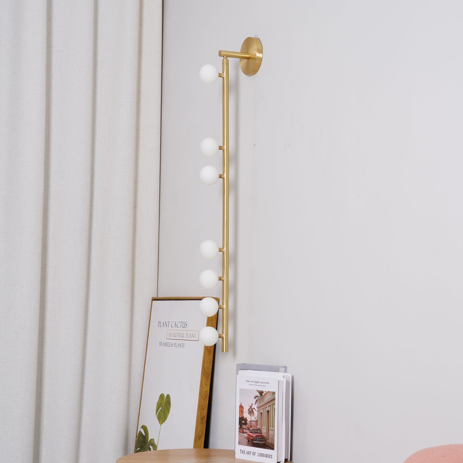 Brass Glass Tube Plug-in Wall Lamp | Brass & Glass | White