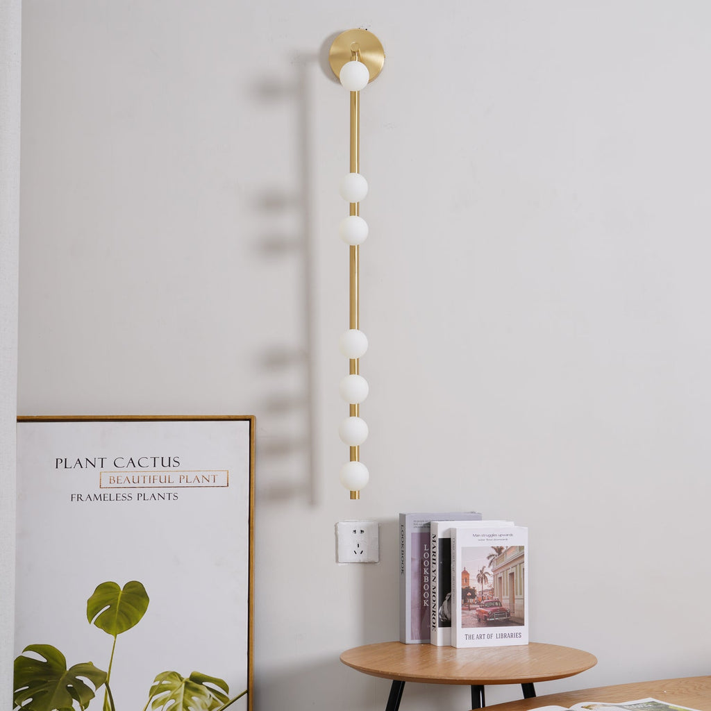 Brass Glass Tube Plug-in Wall Lamp | Brass & Glass | White