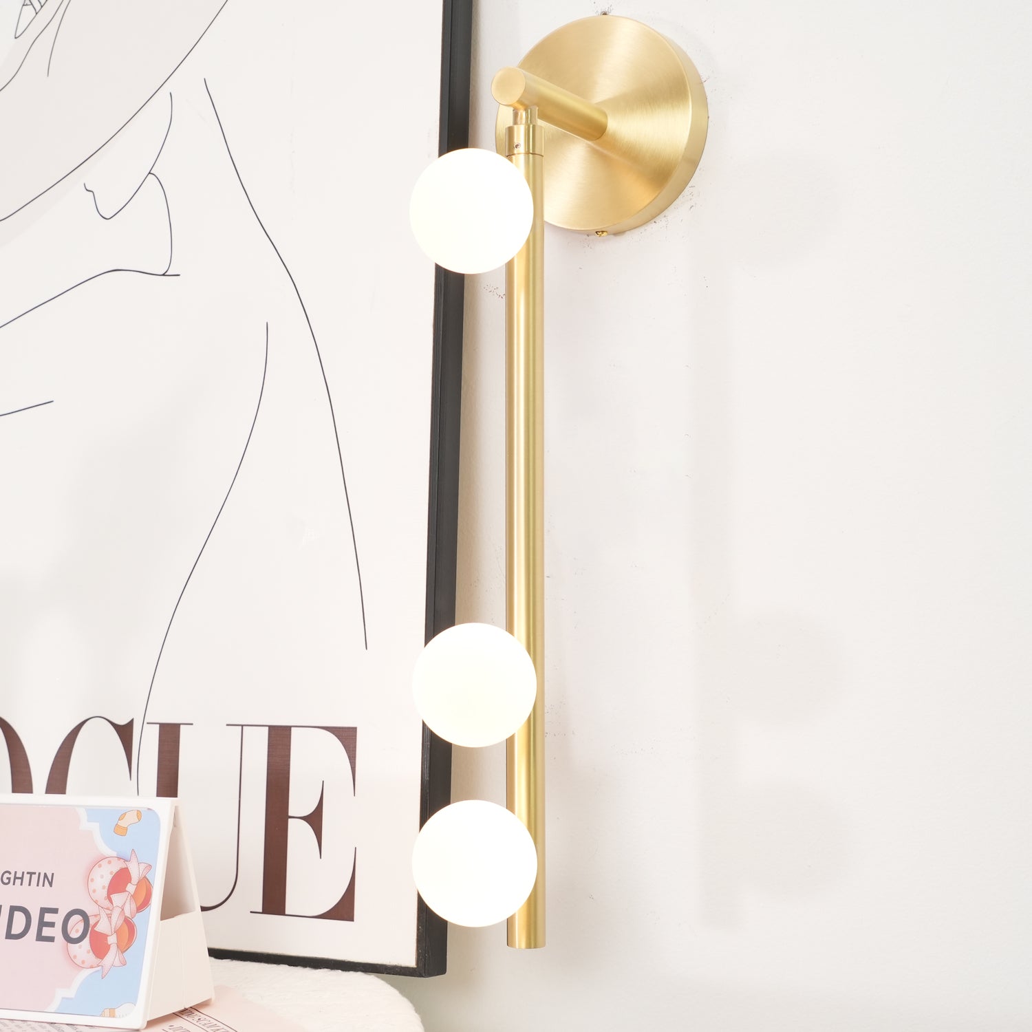 Brass Glass Tube Plug-in Wall Lamp | Brass & Glass | White