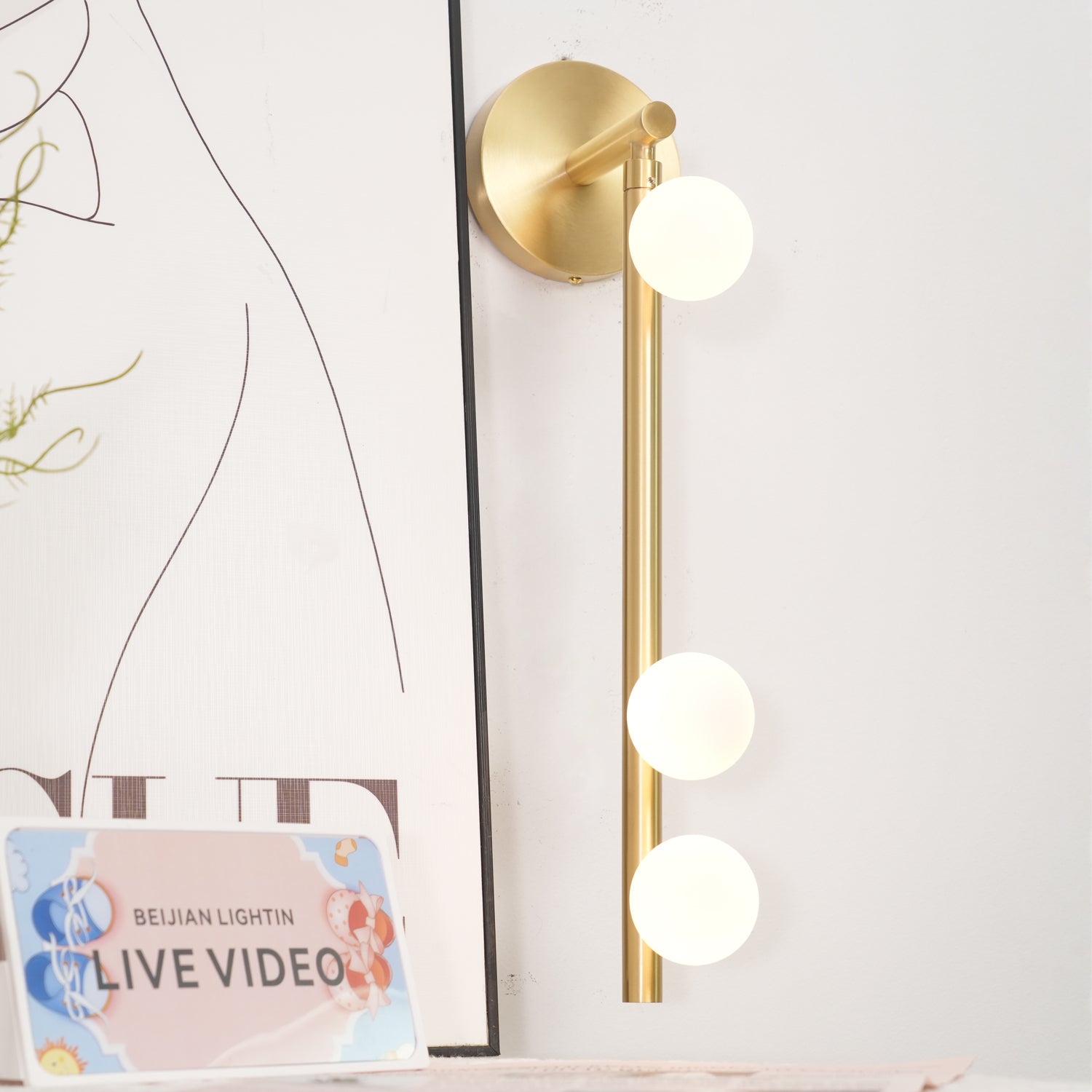Brass Glass Tube Plug-in Wall Lamp | Brass & Glass | White