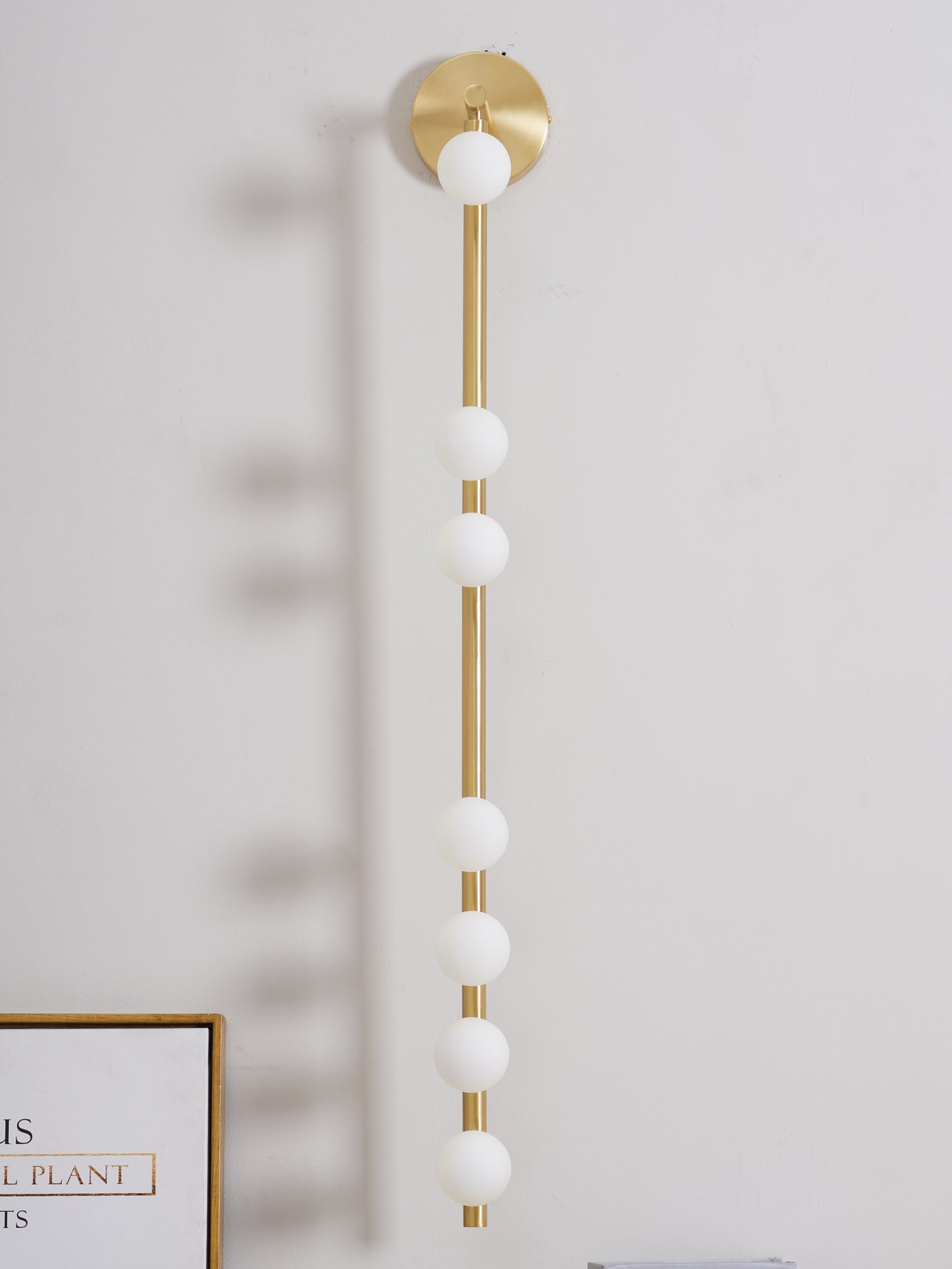 Brass Glass Tube Plug-in Wall Lamp | Brass & Glass | White
