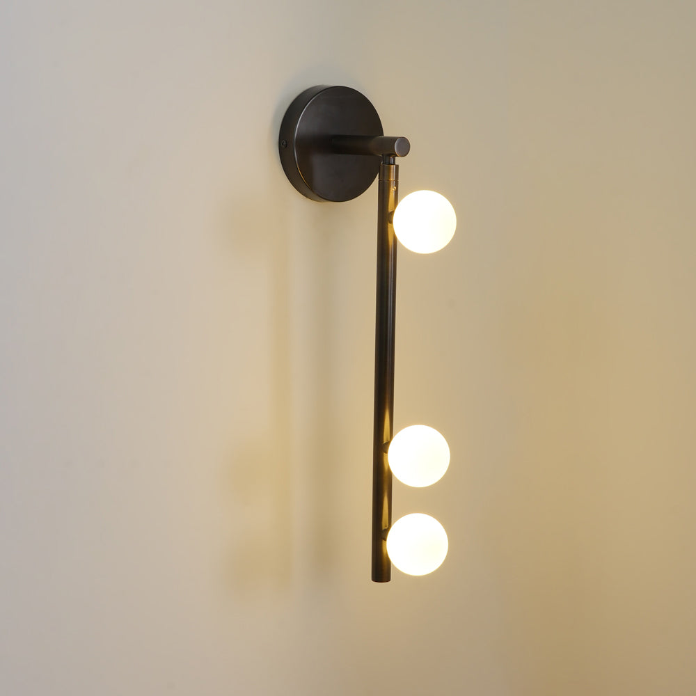 Brass Glass Tube Wall Lamp | Warm LED Illumination | Set of 2