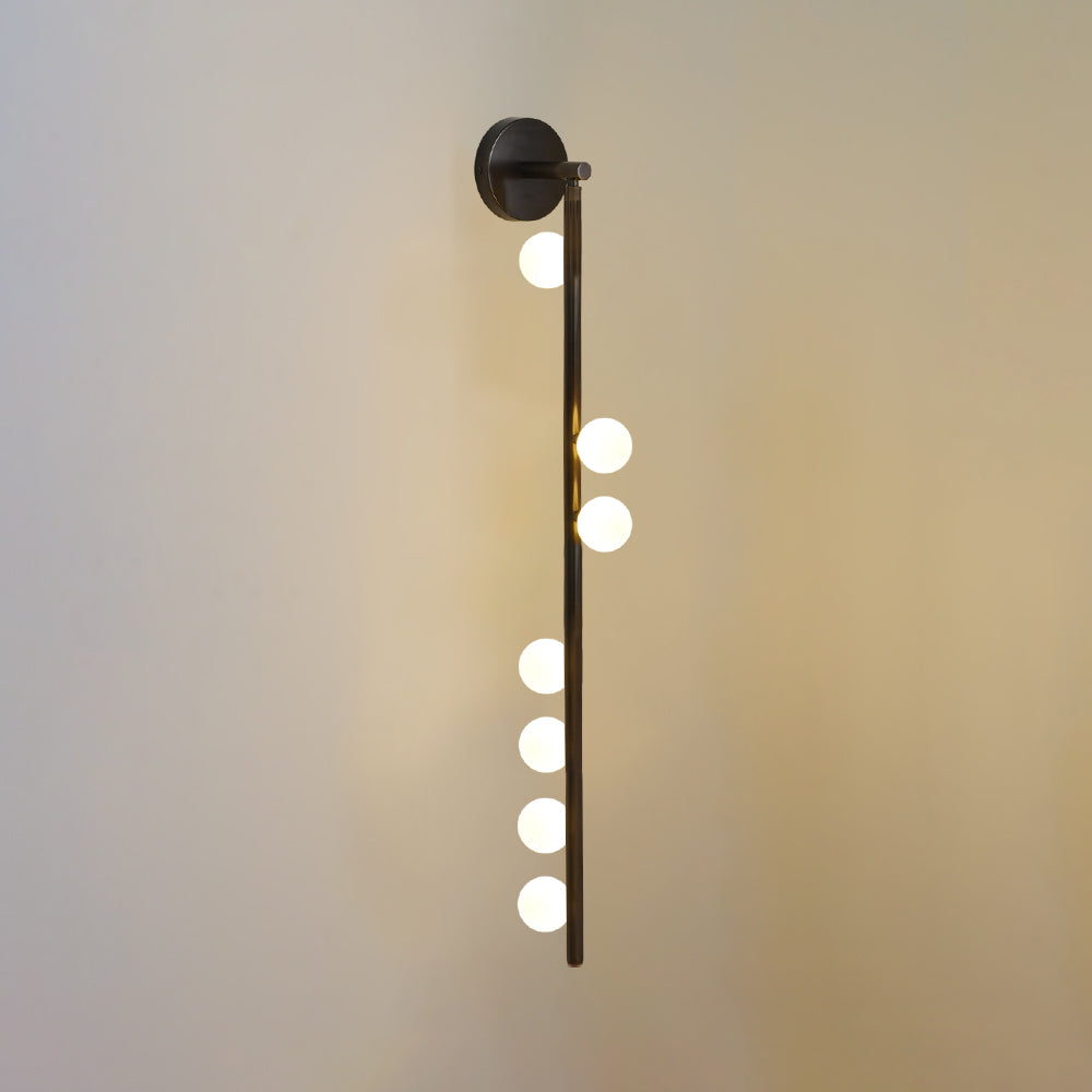 Brass Glass Tube Wall Lamp | Warm LED Illumination | Set of 2