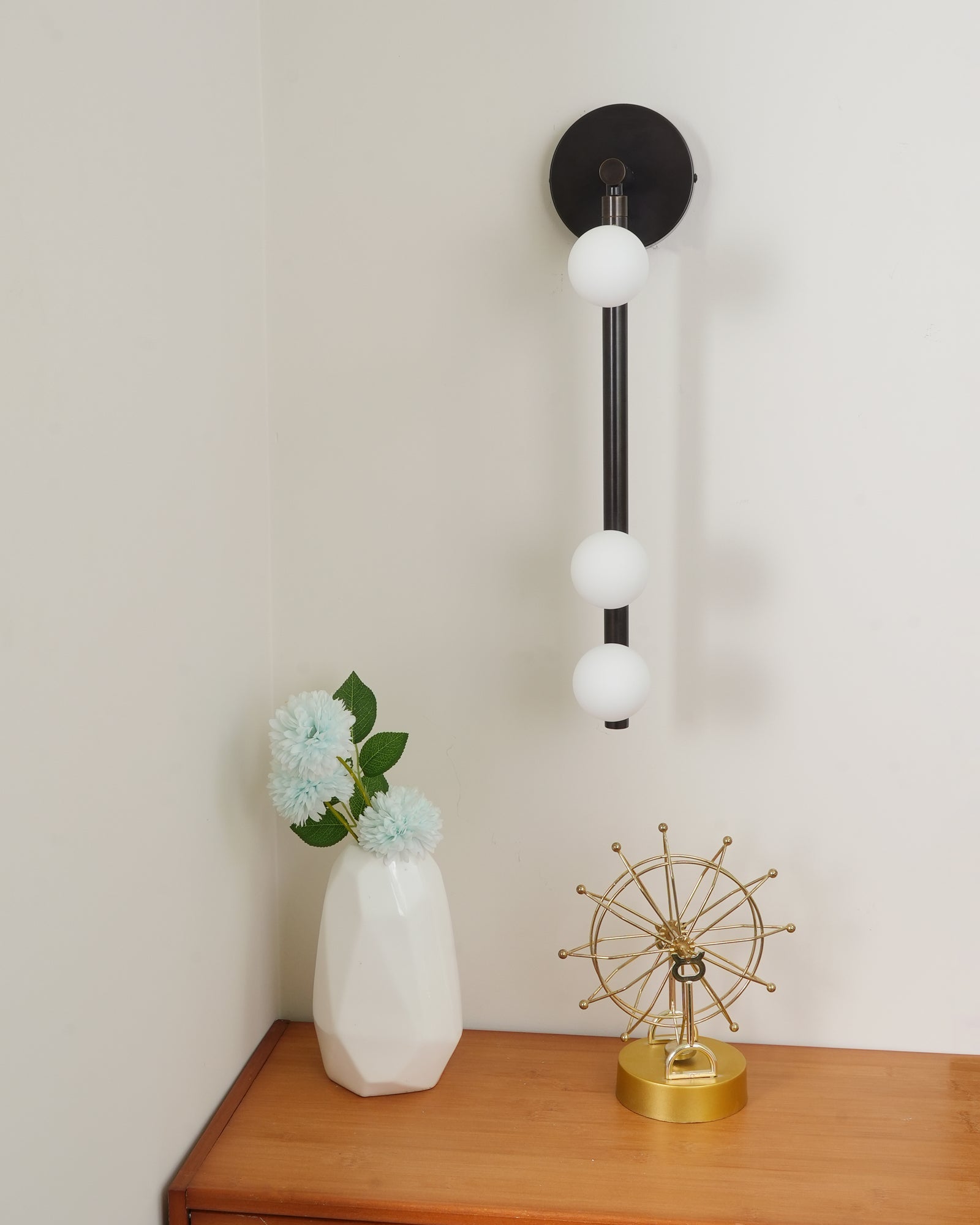 Brass Glass Tube Wall Lamp | Warm LED Illumination | Set of 2