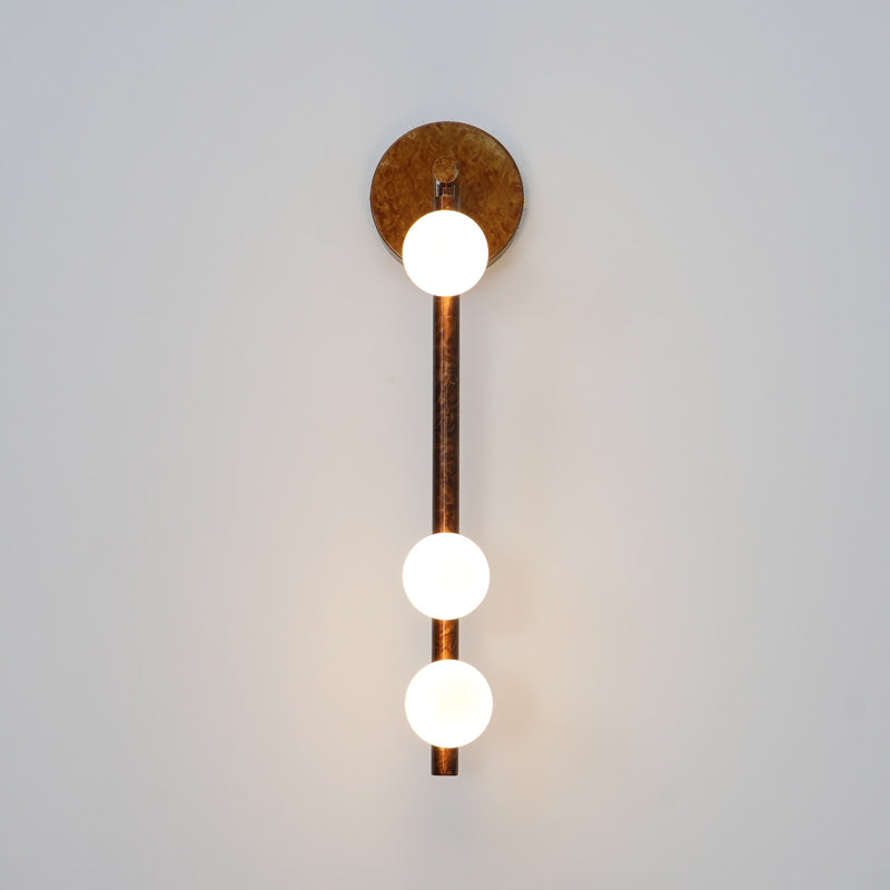 Brass Glass Tube Wall Lamp | Warm LED Illumination | Set of 2