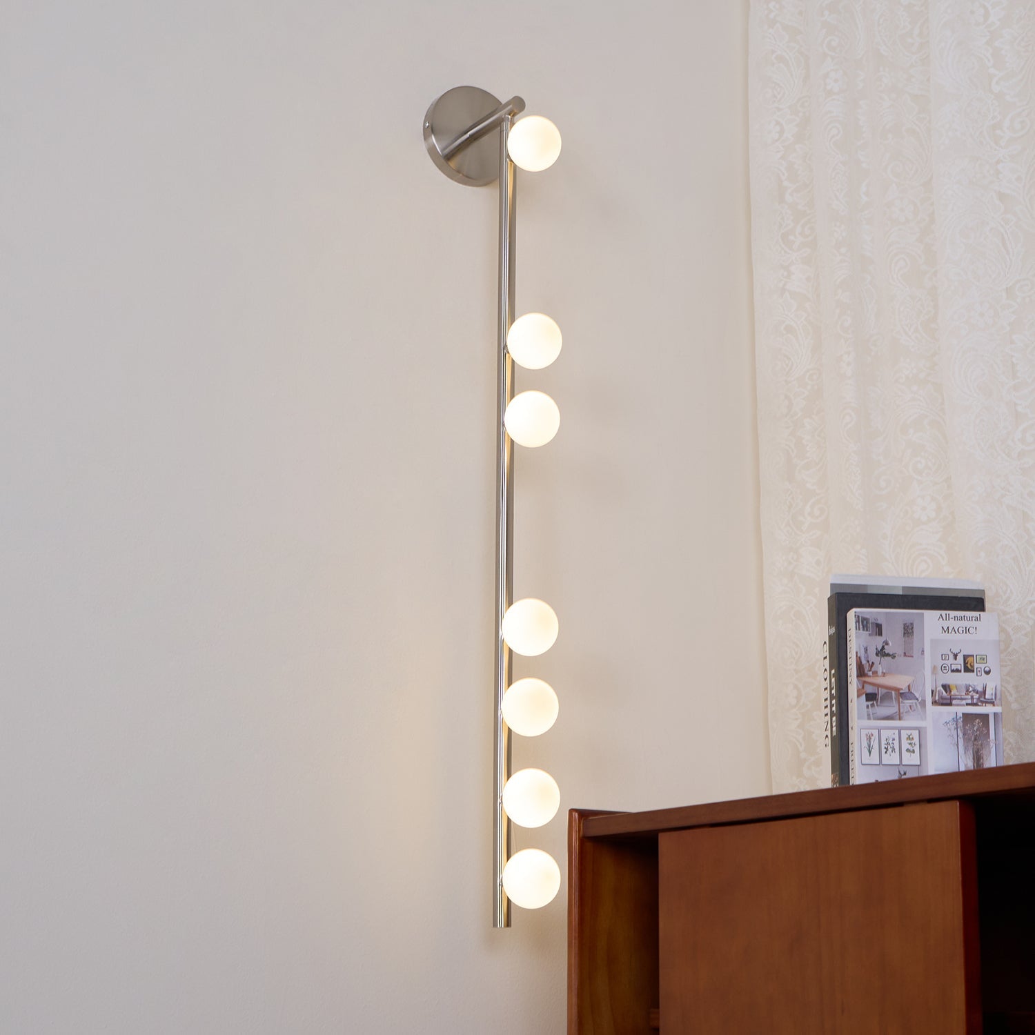 Brass Glass Tube Plug-in Wall Lamp | Brass & Glass | White