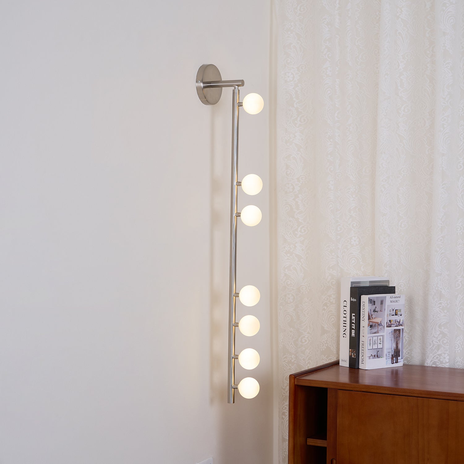 Brass Glass Tube Plug-in Wall Lamp | Brass & Glass | White
