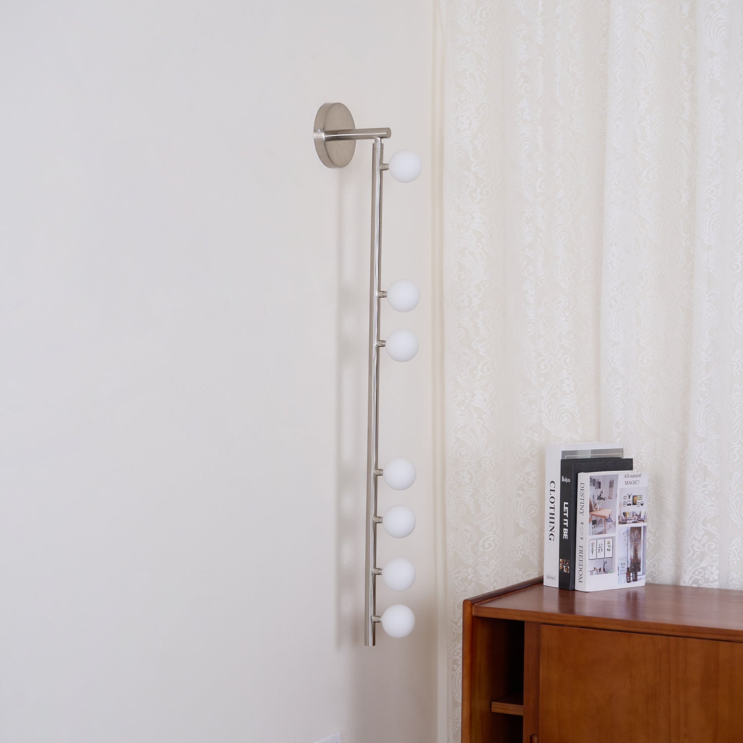 Brass Glass Tube Plug-in Wall Lamp | Brass & Glass | White