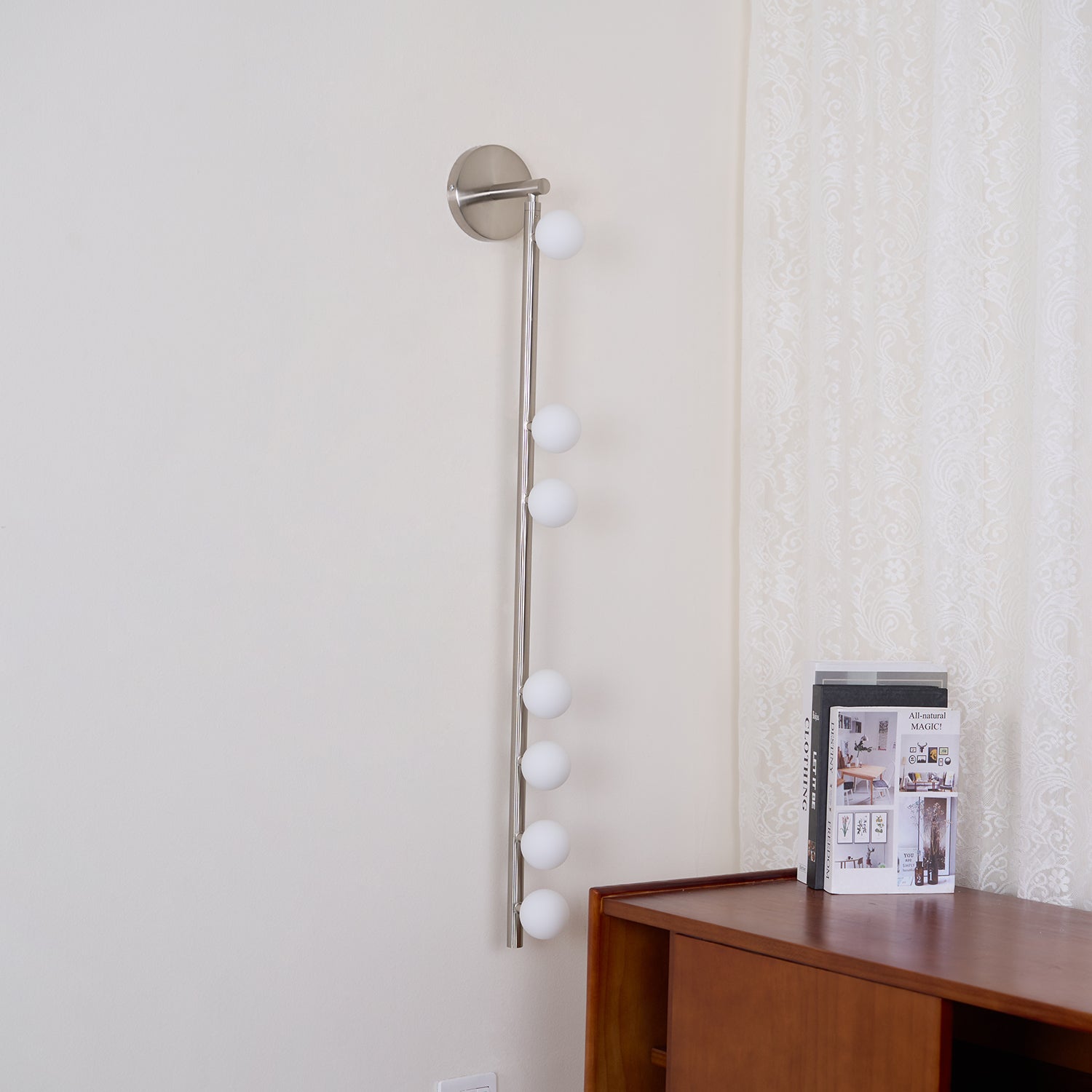 Brass Glass Tube Wall Lamp | Warm LED Illumination | Set of 2