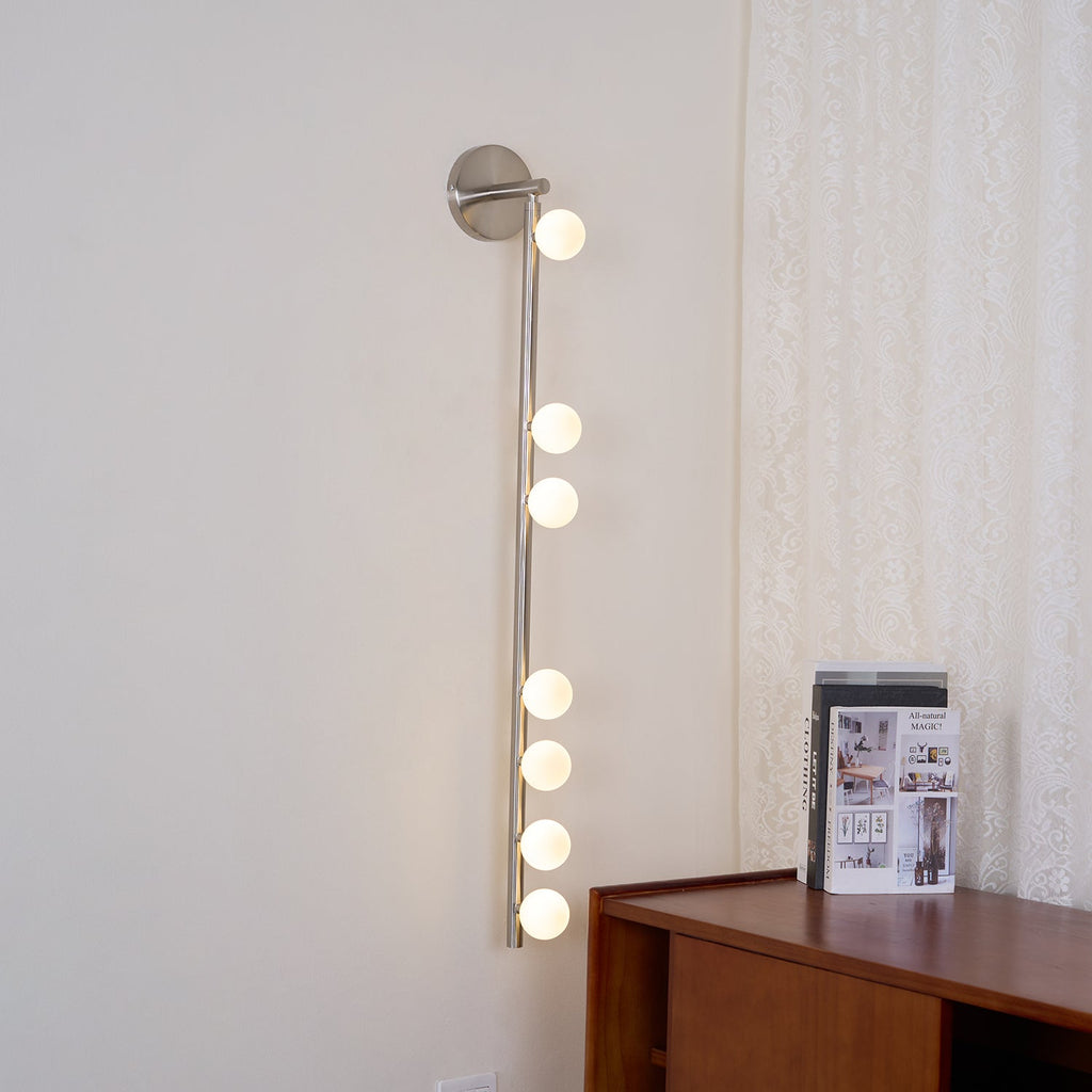 Brass Glass Tube Plug-in Wall Lamp | Brass & Glass | White