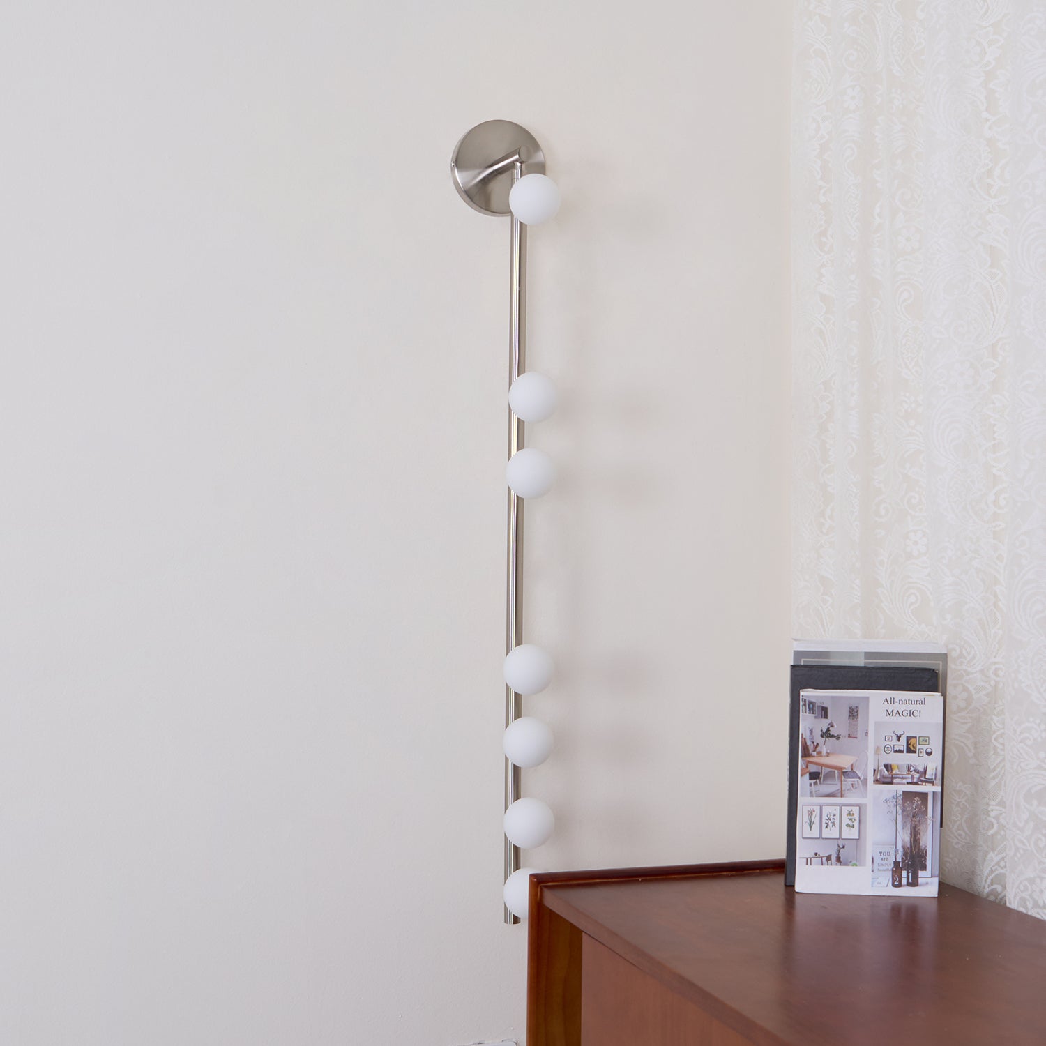 Brass Glass Tube Plug-in Wall Lamp | Brass & Glass | White