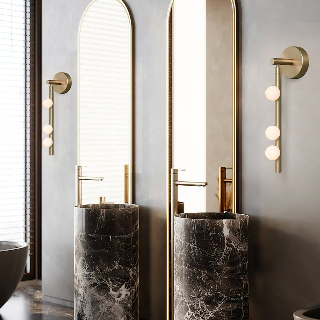 Brass Glass Tube Wall Lamp | Warm LED Illumination | Set of 2