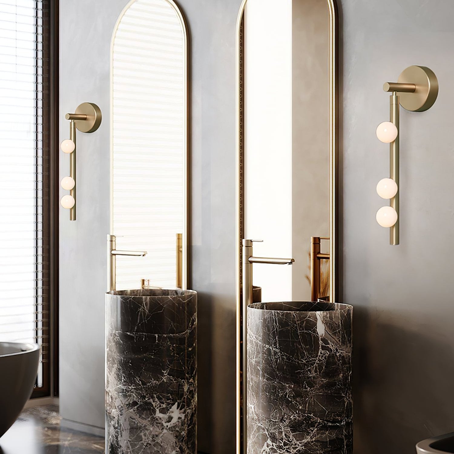 Brass Glass Tube Plug-in Wall Lamp | Brass & Glass | White