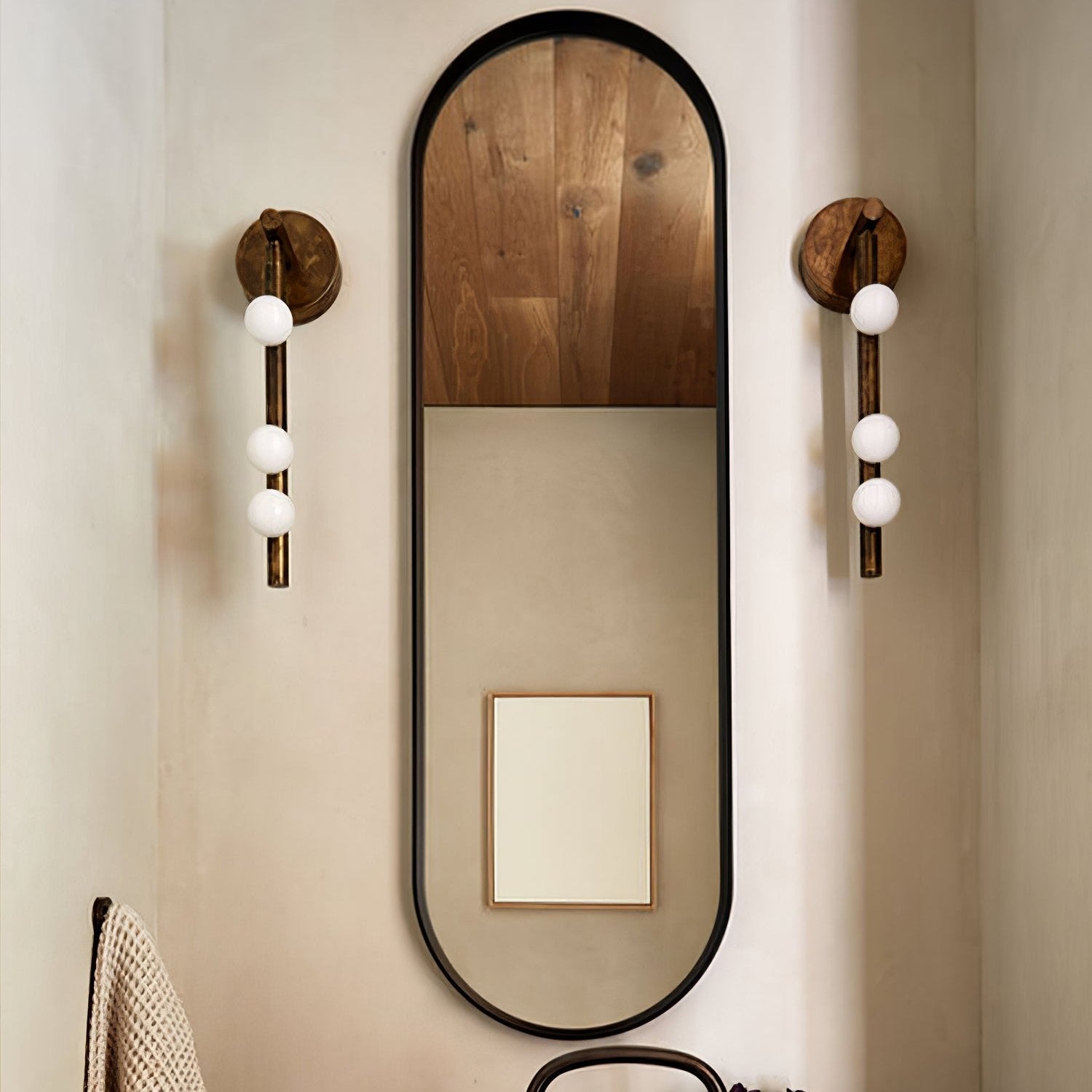 Brass Glass Tube Plug-in Wall Lamp | Brass & Glass | White