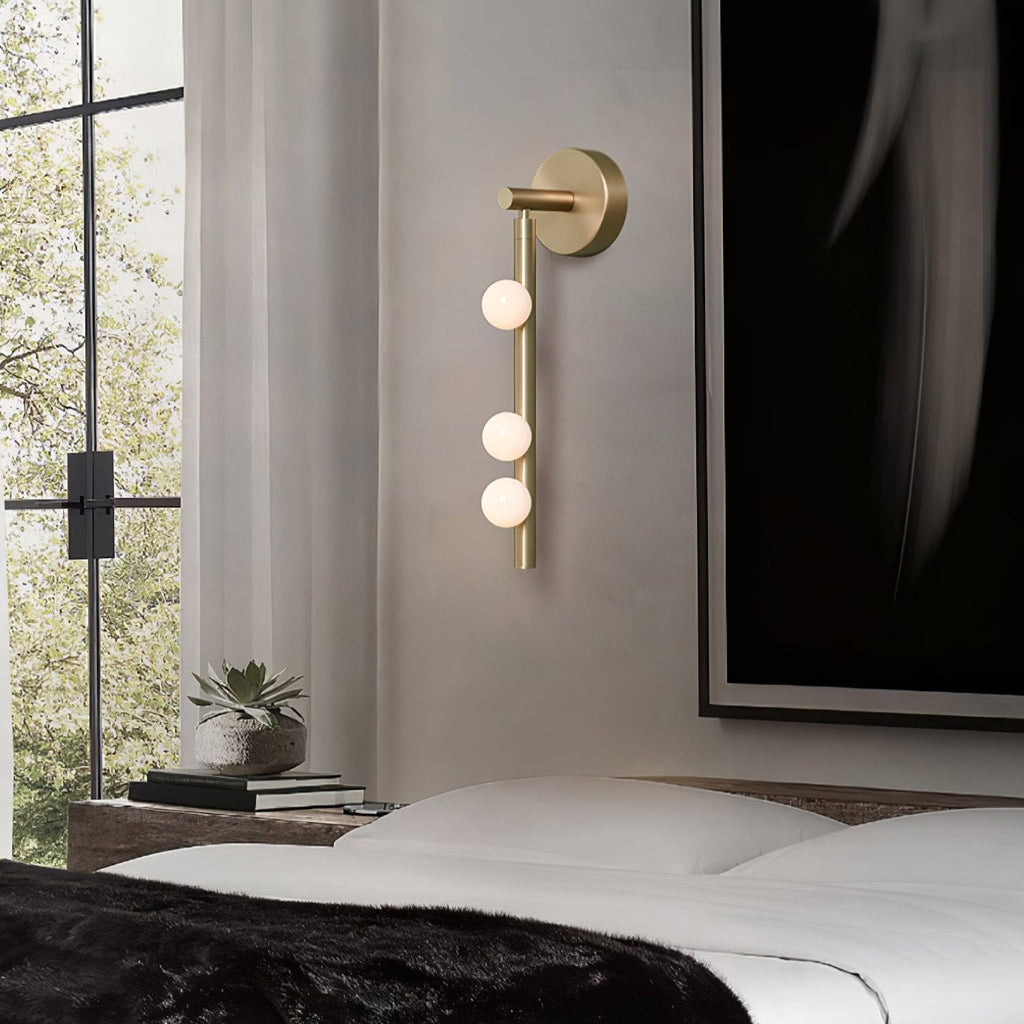 Brass Glass Tube Plug-in Wall Lamp | Brass & Glass | White