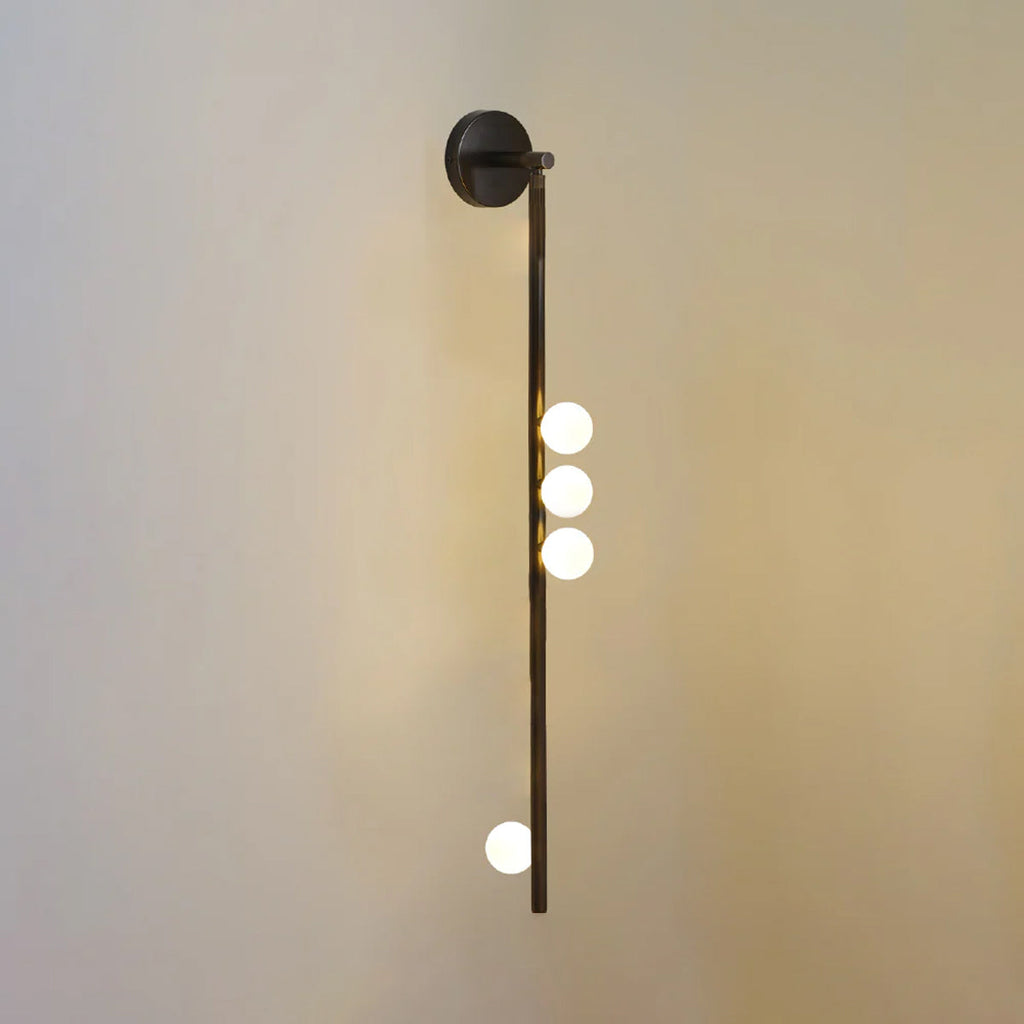 Brass Glass Tube Wall Lamp | Warm LED Illumination | Set of 2