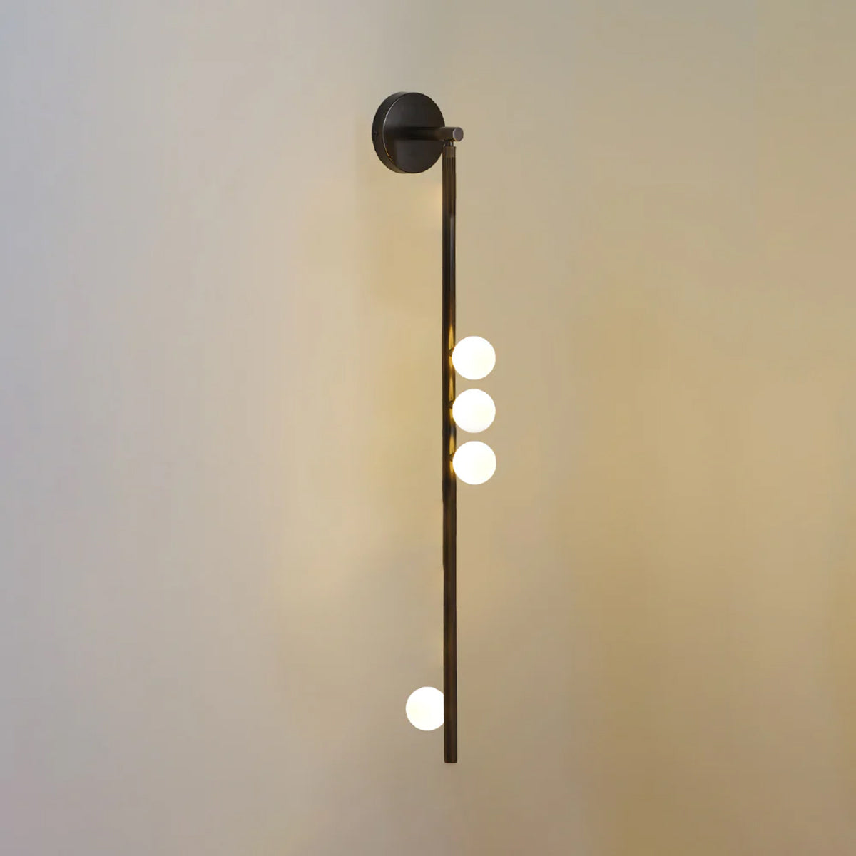 Brass Glass Tube Wall Lamp | Warm LED Illumination | Set of 2