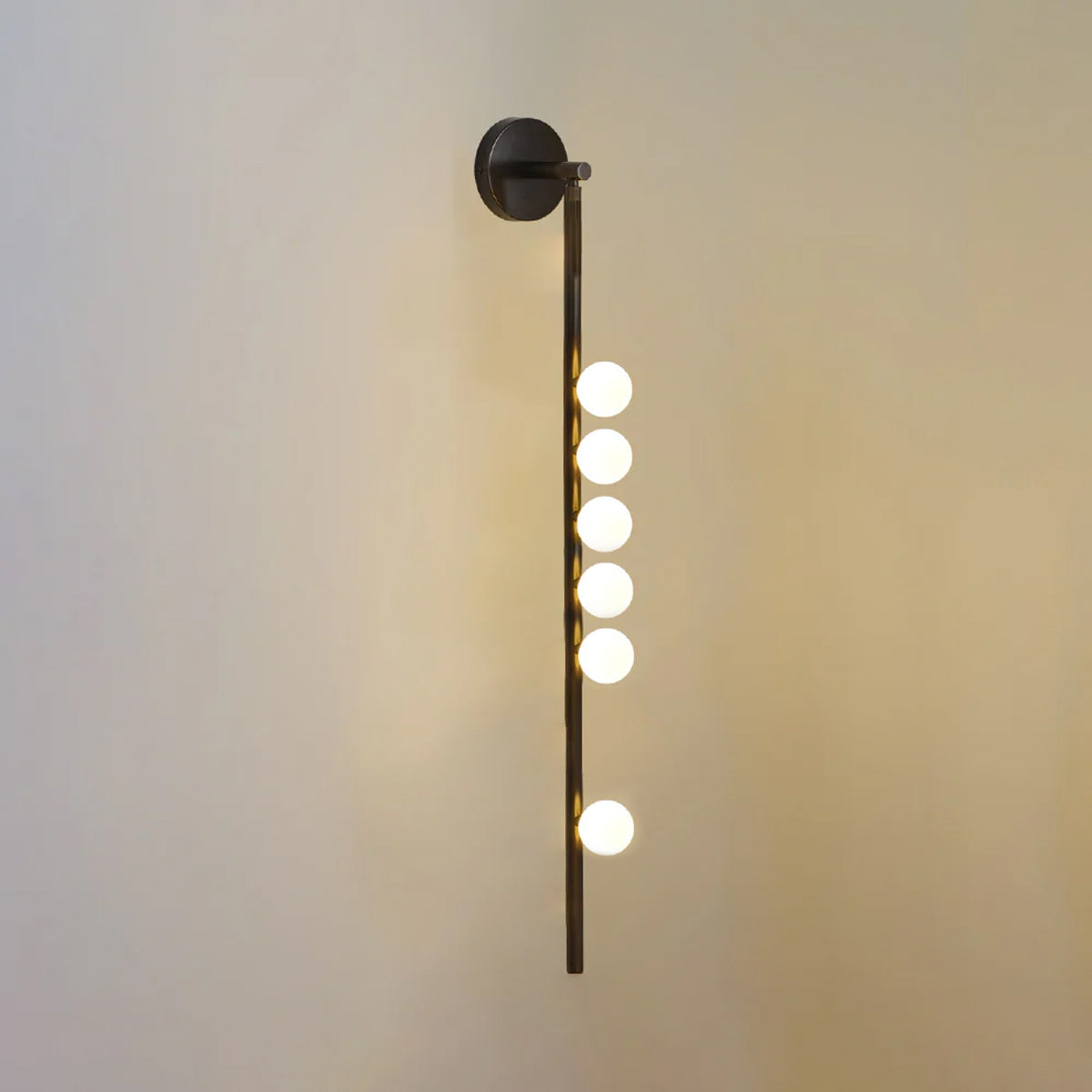 Brass Glass Tube Wall Lamp | Warm LED Illumination | Set of 2