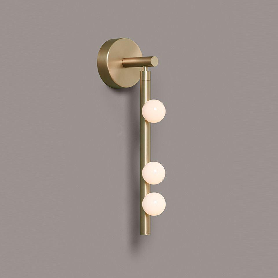 Brass Glass Tube Wall Lamp | Warm LED Illumination | Set of 2