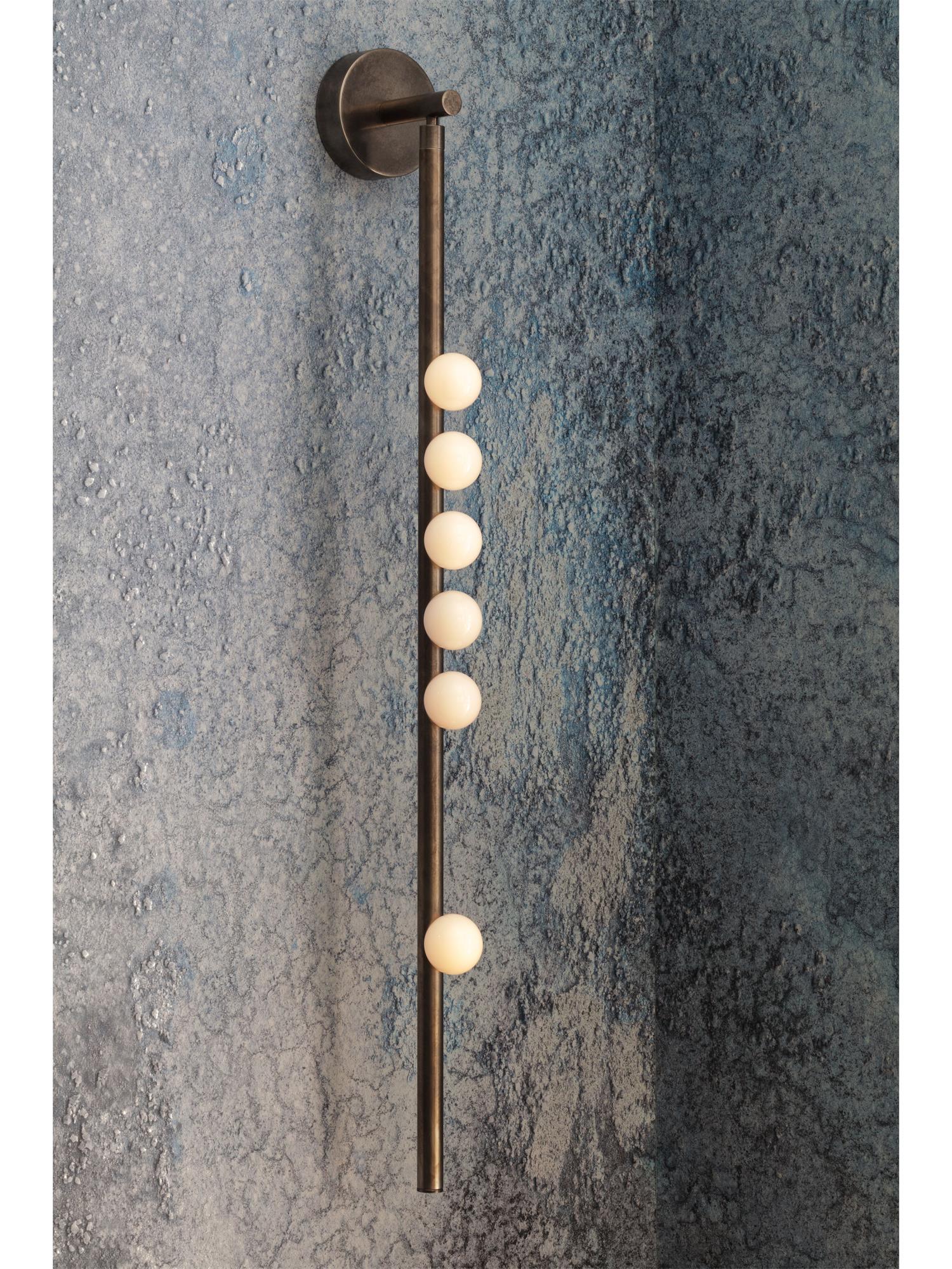 Brass Glass Tube Plug-in Wall Lamp | Brass & Glass | White