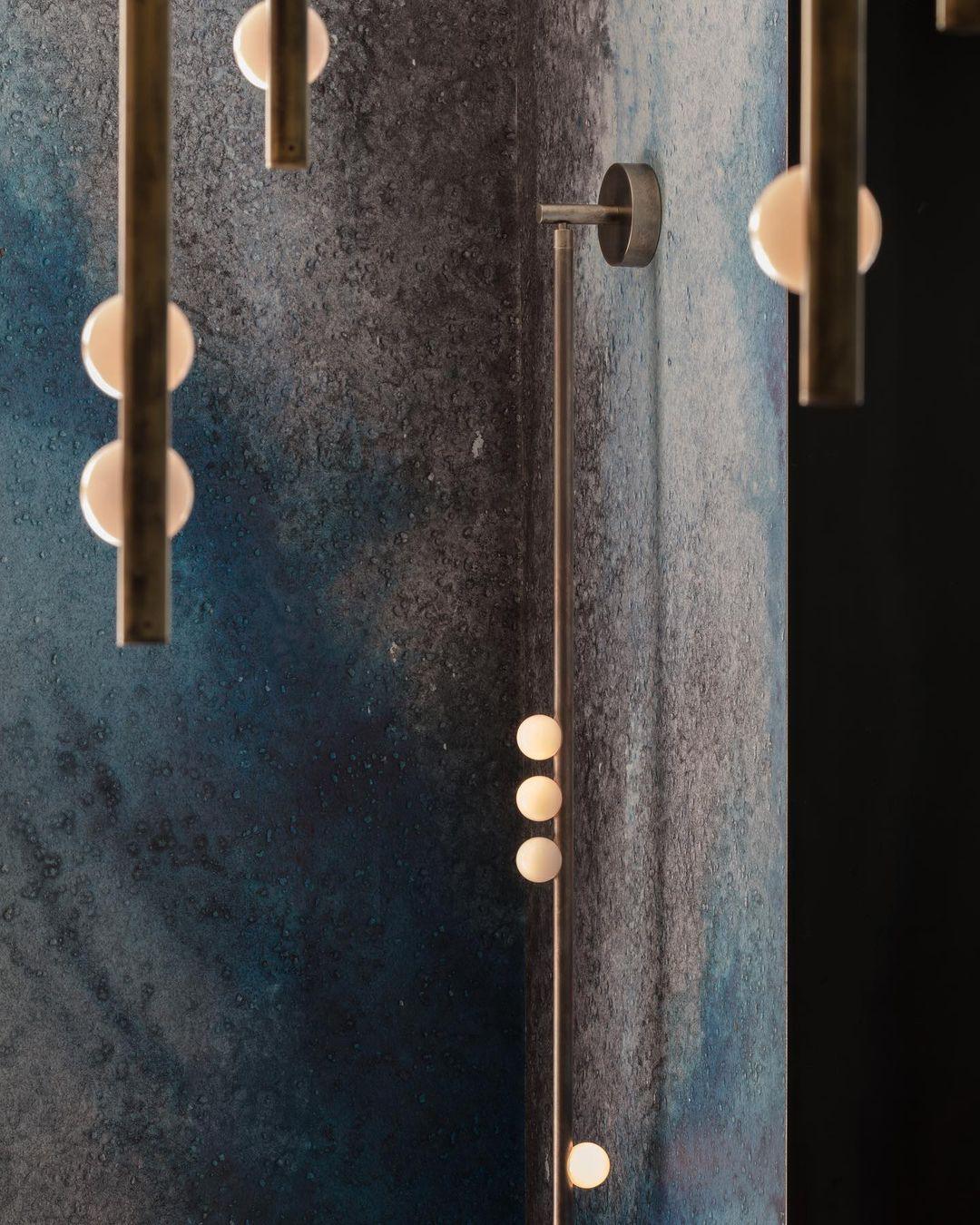 Brass Glass Tube Wall Lamp | Warm LED Illumination | Set of 2