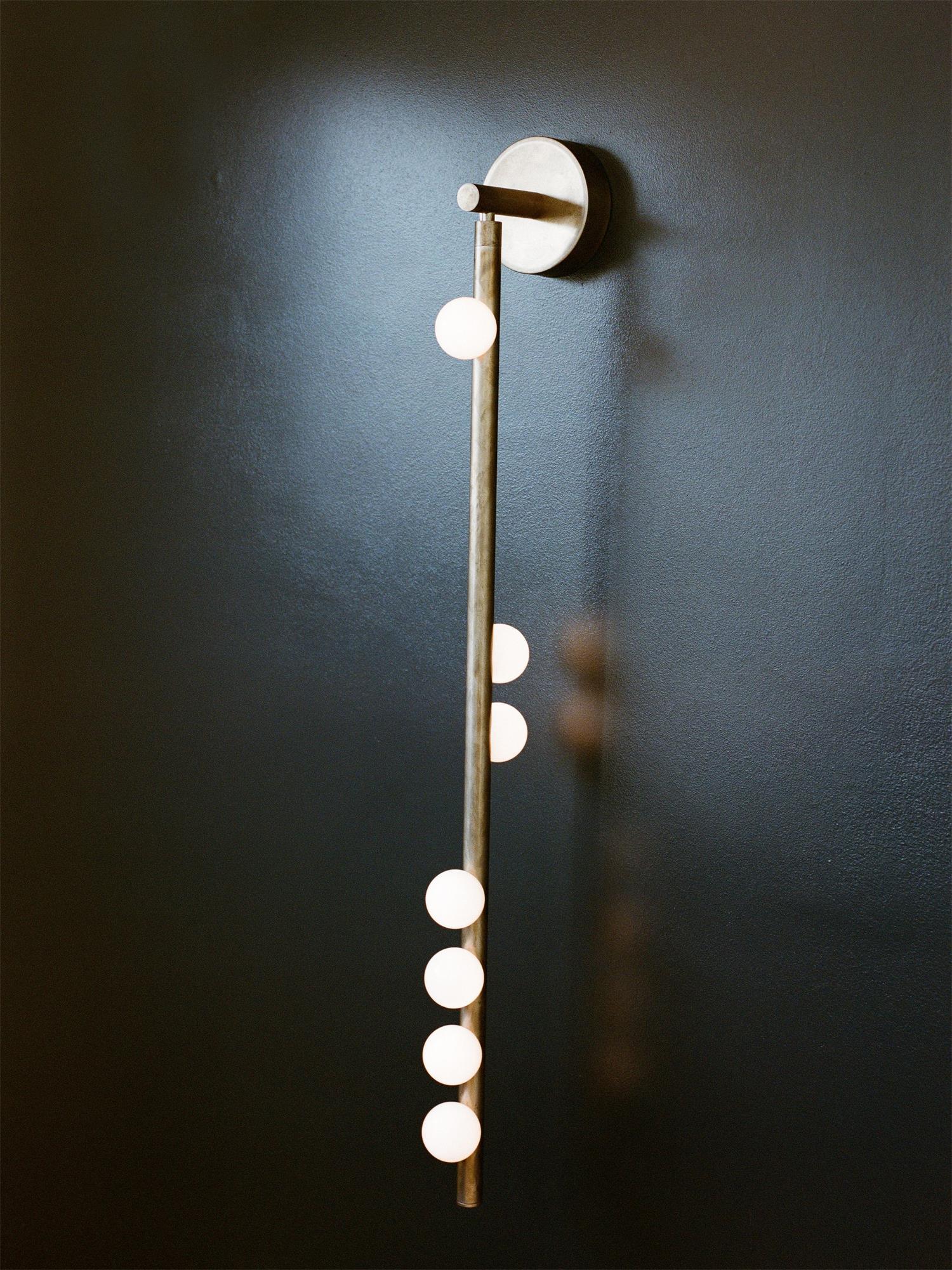 Brass Glass Tube Plug-in Wall Lamp | Brass & Glass | White