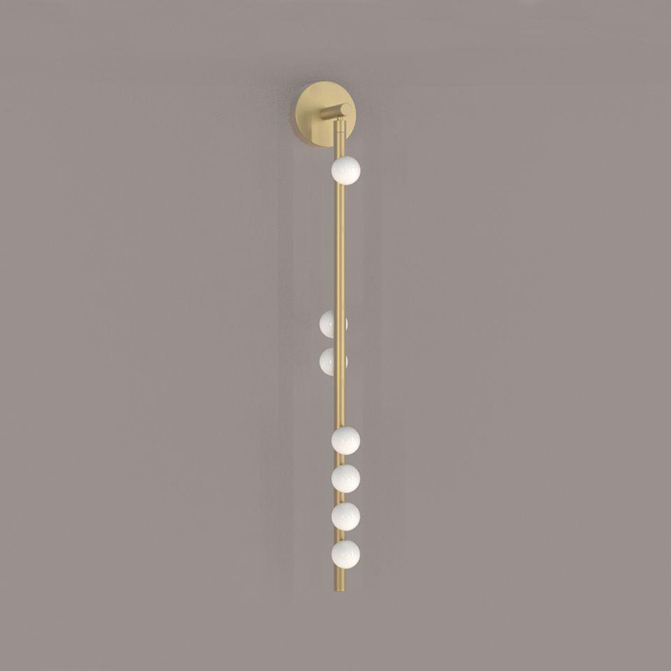 Brass Glass Tube Plug-in Wall Lamp | Brass & Glass | White