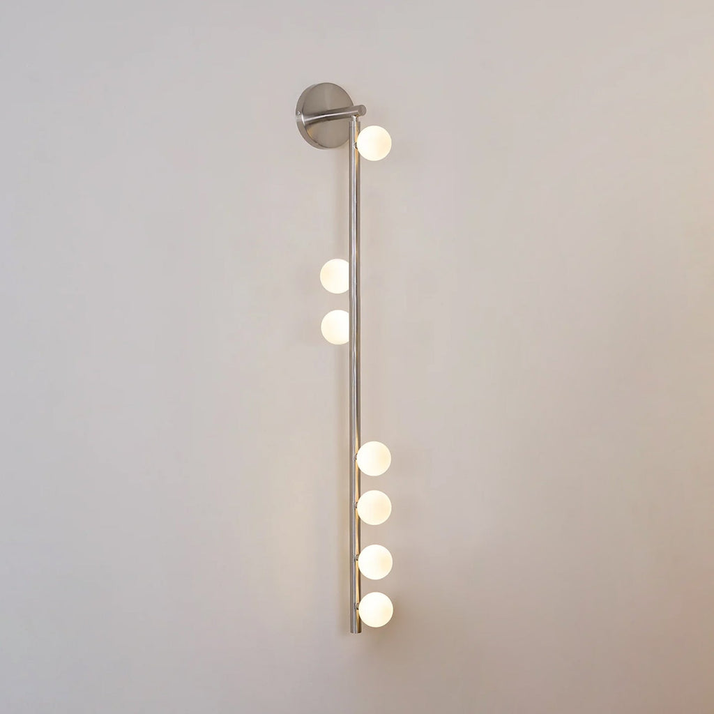 Brass Glass Tube Wall Lamp | Warm LED Illumination | Set of 2