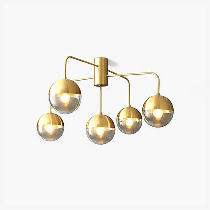 Brass Ceiling Lamp | Glass & Brass | Gold or Black Finish